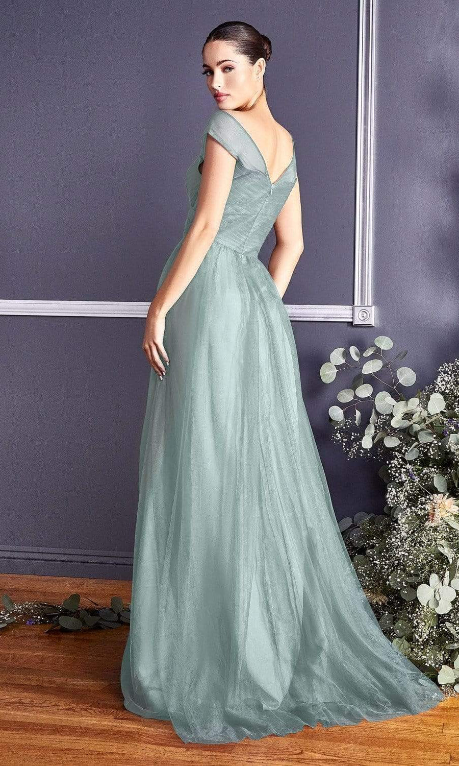 Cinderella Divine - ET320 Sleeveless Pleated Top A-Line Gown - designer bridesmaid dress at Silhouette Dresses