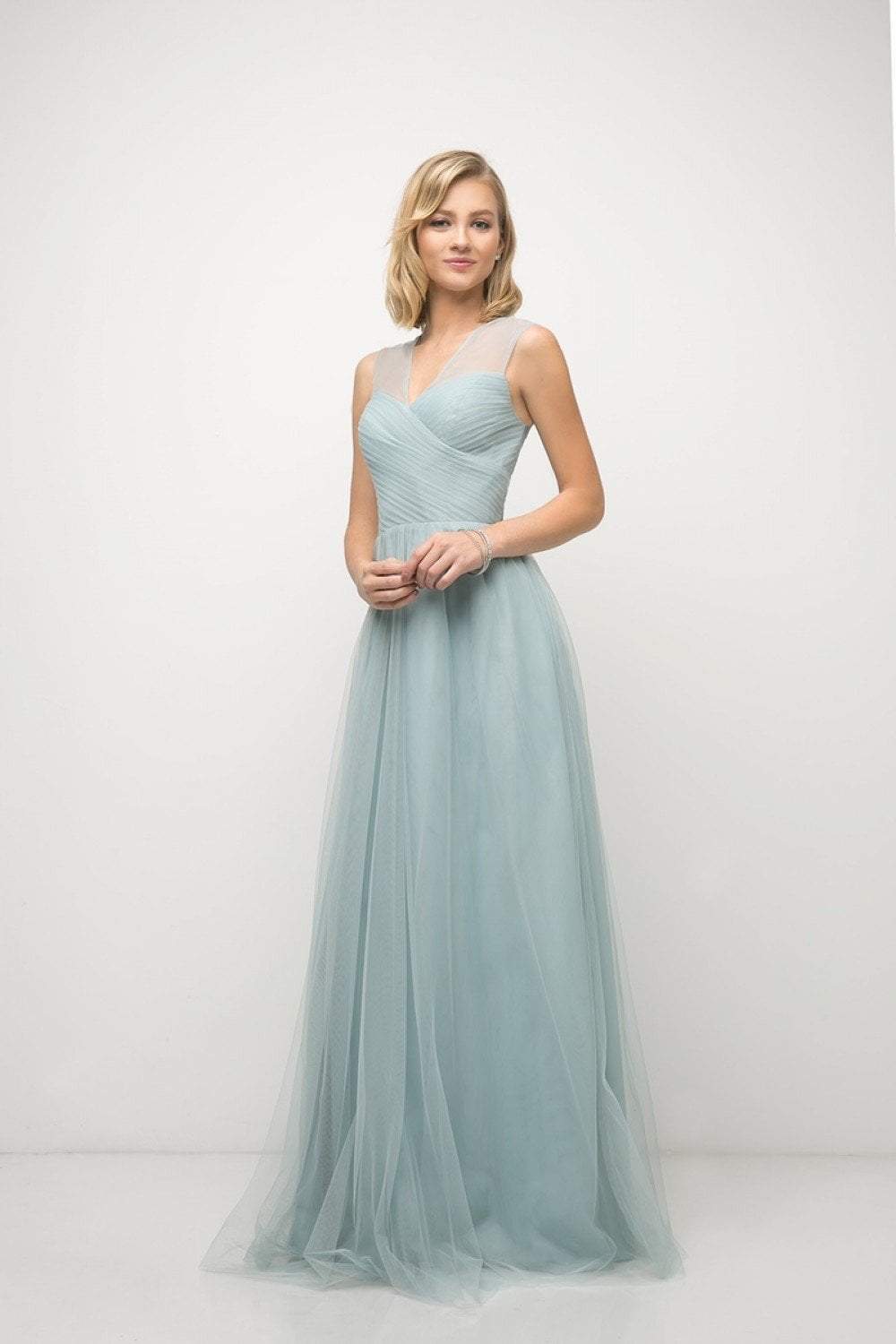 Cinderella Divine - ET320 Sleeveless Pleated Top A-Line Gown - view 7