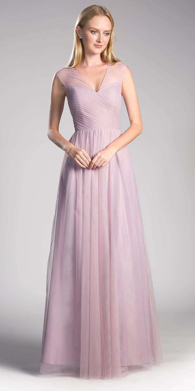 Cinderella Divine - ET320 Sleeveless Pleated Top A-Line Gown - view 4