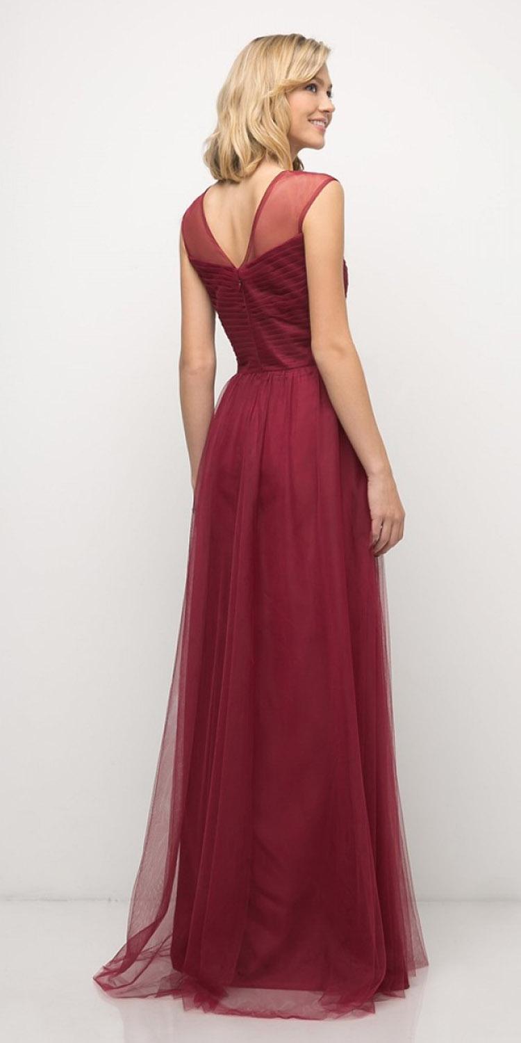 Cinderella Divine - ET320 Sleeveless Pleated Top Tulle A Line Gown - view 9