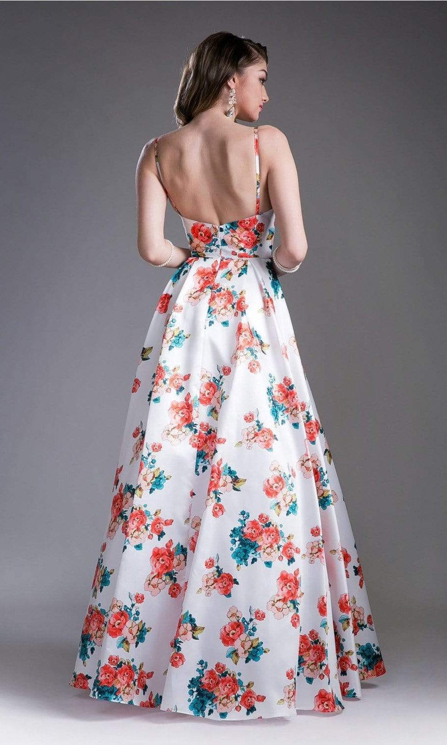 Cinderella Divine - Floral Sweetheart Pleated Evening Gown - view 4