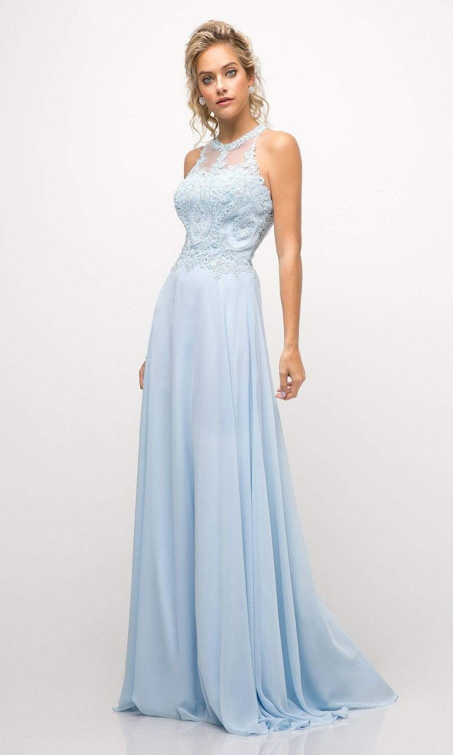 Cinderella Divine - Illusion Jewel Tonal Appliqued Long Evening Gown - view 5