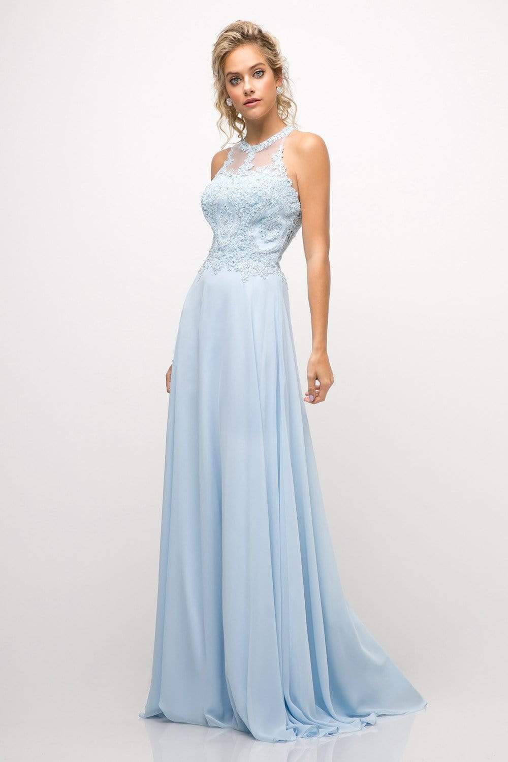 Cinderella Divine - Illusion Jewel Tonal Appliqued Long Evening Gown - view 5