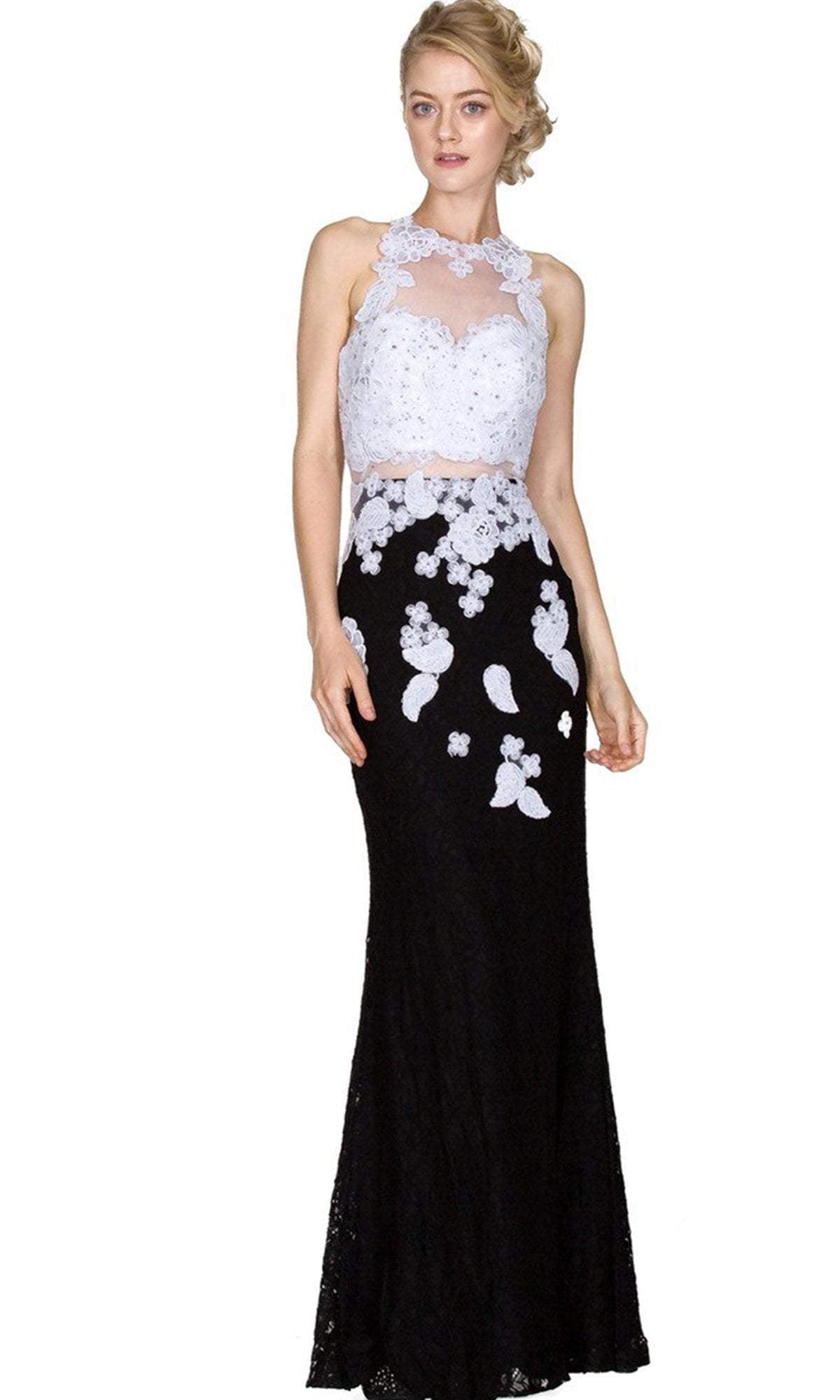 Cinderella Divine - Illusion Lace Appliqued Sheath Gown - view 5