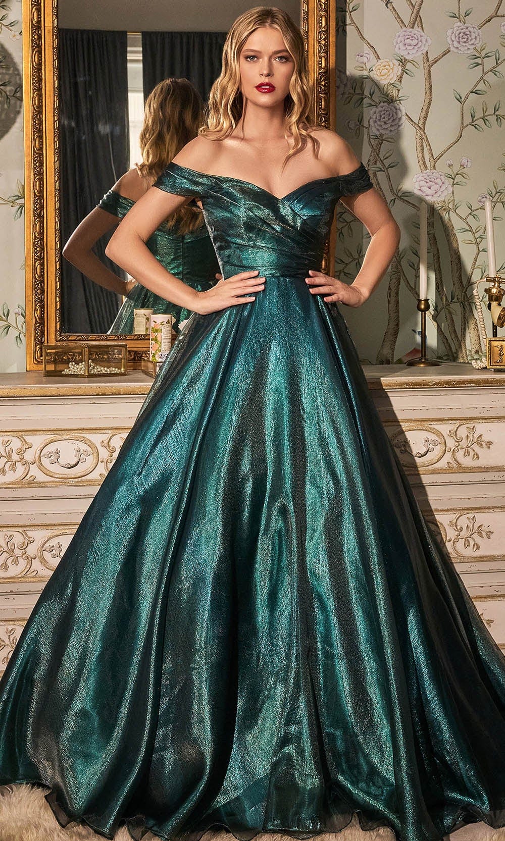 Cinderella Divine J822 - Off Shoulder Ball gown - designer prom dress at Silhouette Dresses
