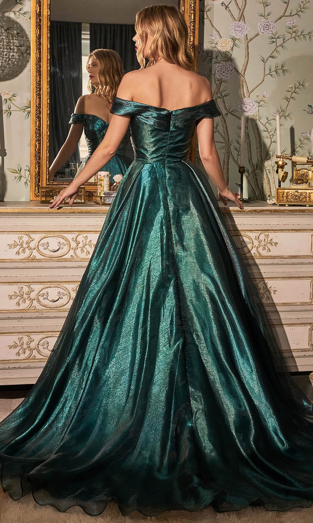 Cinderella Divine J822 - Off Shoulder Ball gown - back view