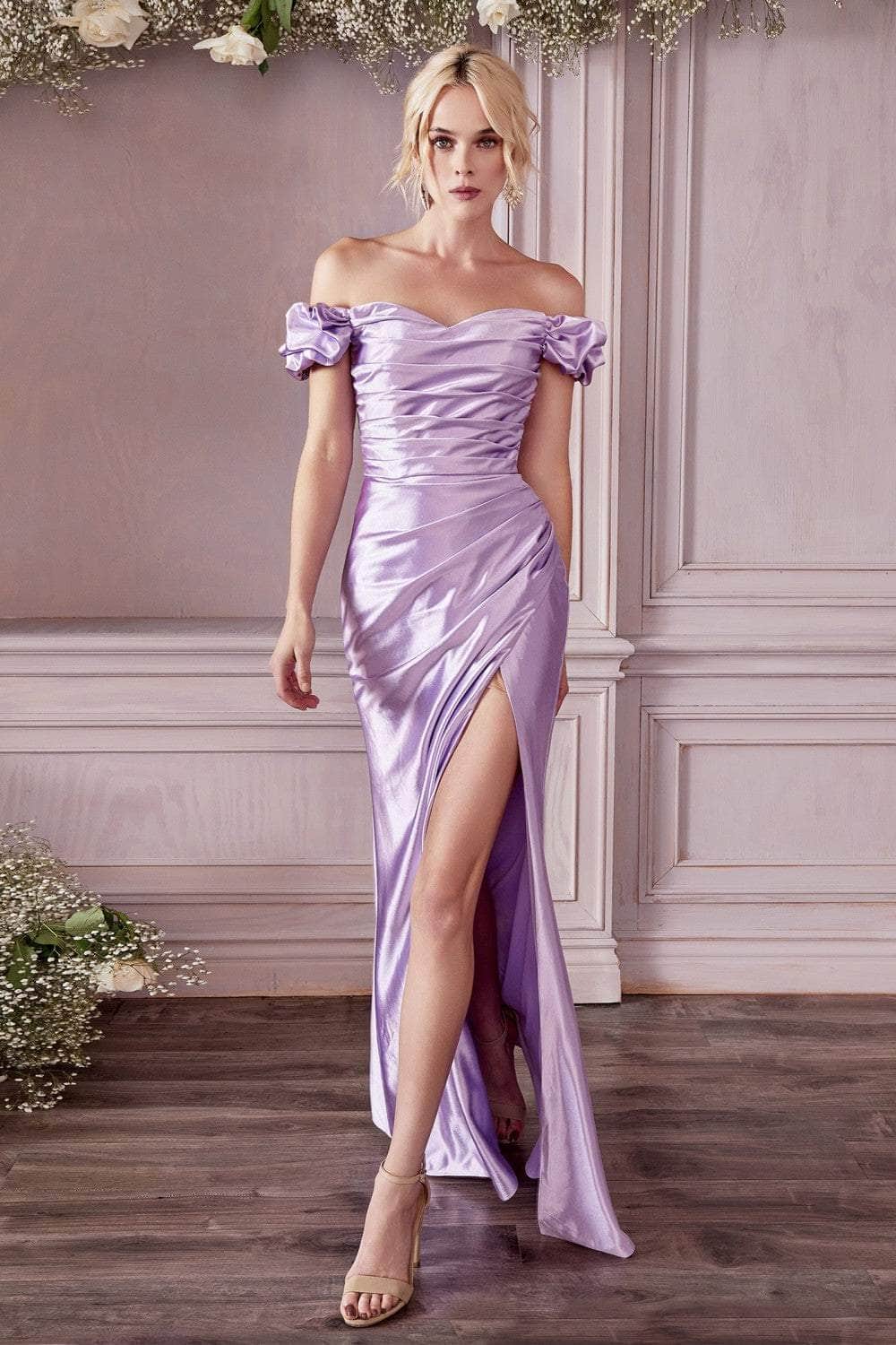 Cinderella Divine KV1056C - Off Shoulder Formal Gown - back view
