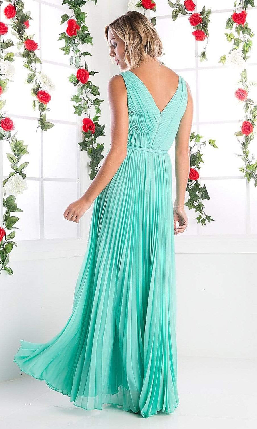 Cinderella Divine - Pleated V-neck A-line Dress - view 5