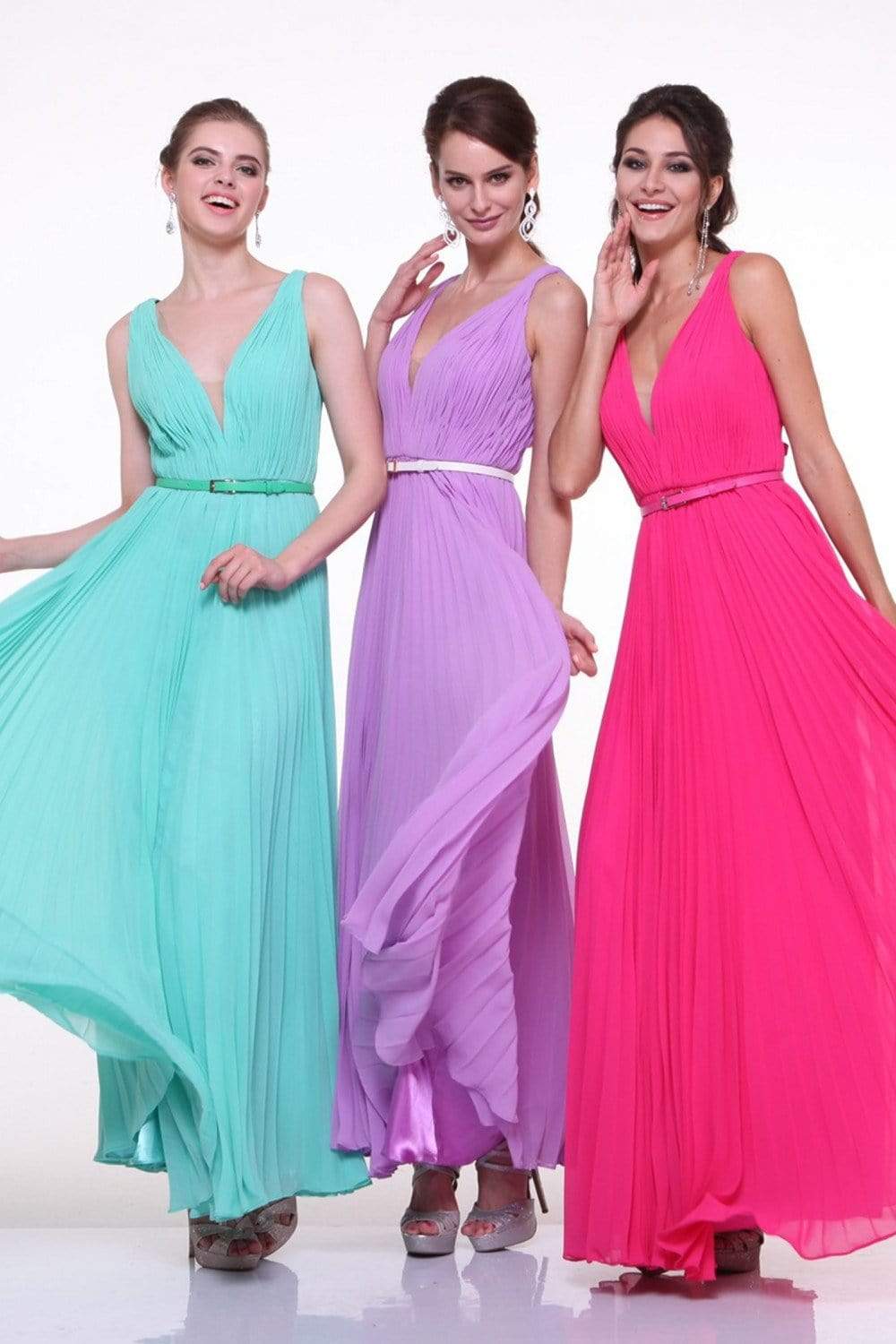 Cinderella Divine - Pleated V-neck A-line Dress - view 6