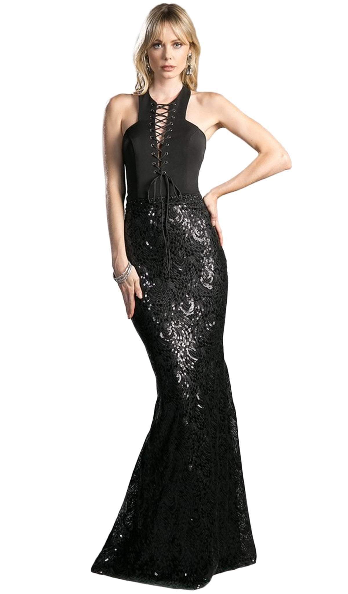Cinderella Divine - Sleeveless Sequined Sheath Evening Gown - designer prom dress at Silhouette Dresses