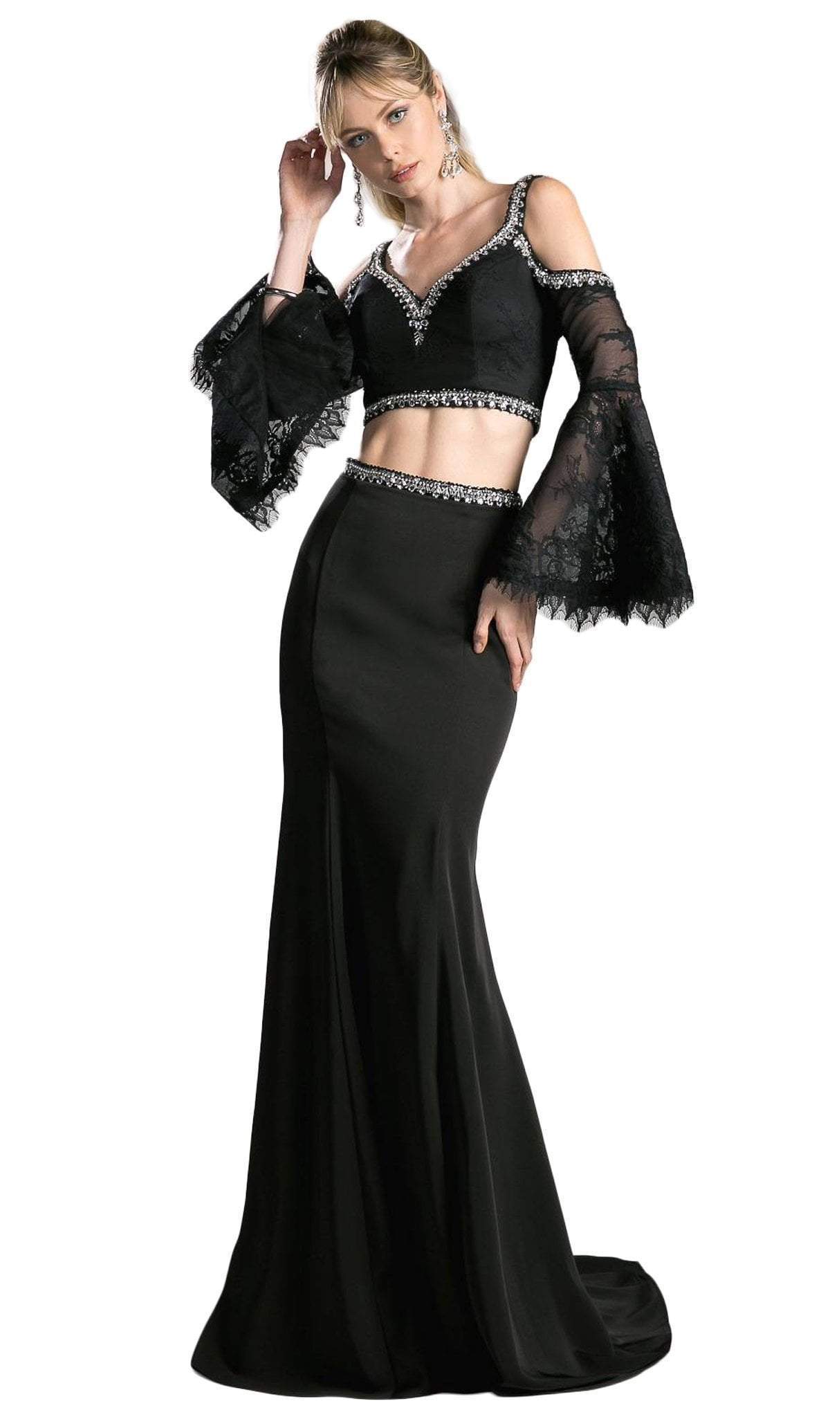 Cinderella Divine - Two Piece Embellished Sheath Dress - designer prom dress at Silhouette Dresses