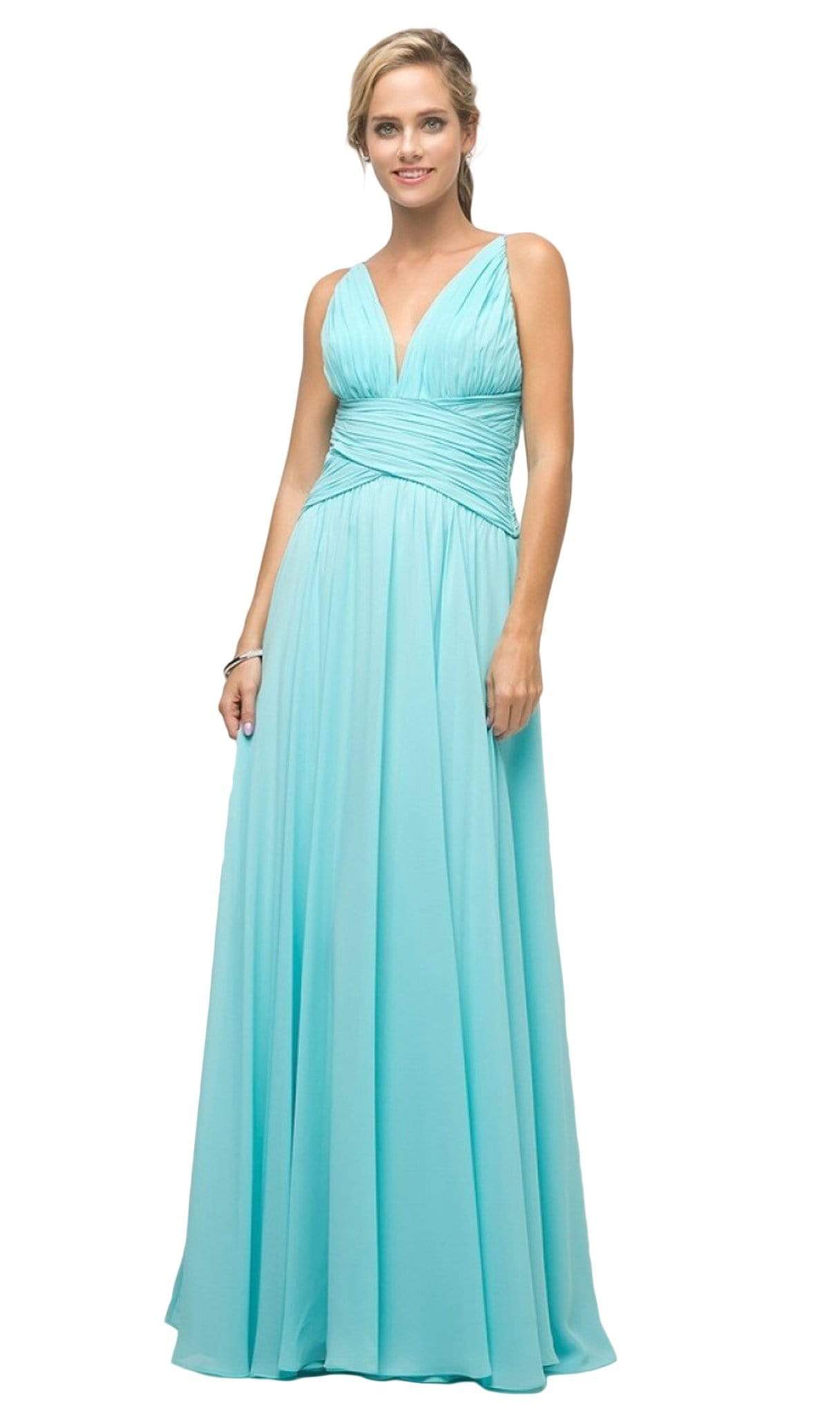 Cinderella Divine - UF295 Sleeveless Ruched Chiffon A-Line Dress - designer bridesmaid dress at Silhouette Dresses