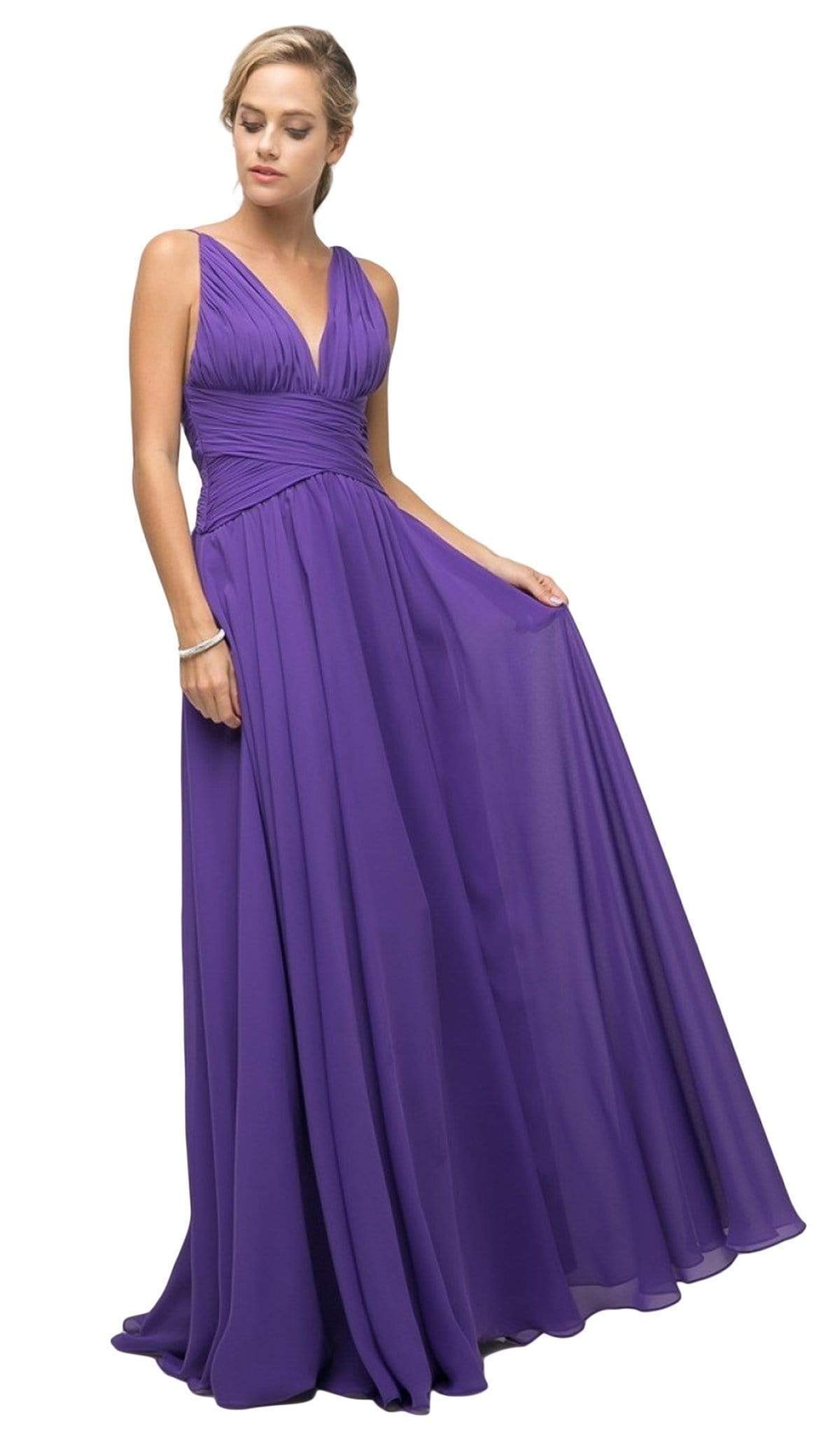 Cinderella Divine - UF295 Sleeveless Ruched Chiffon A-Line Dress - view 6