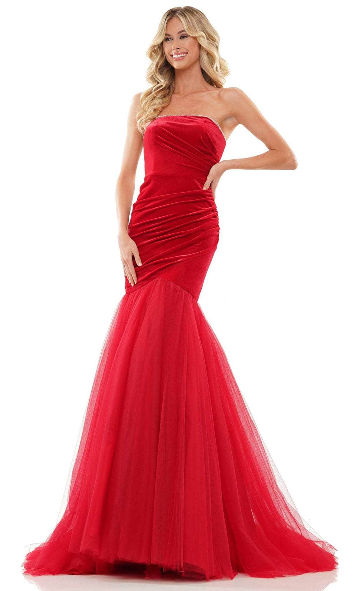 Colors Dress 2886 - Strapless Ruched Prom Gown