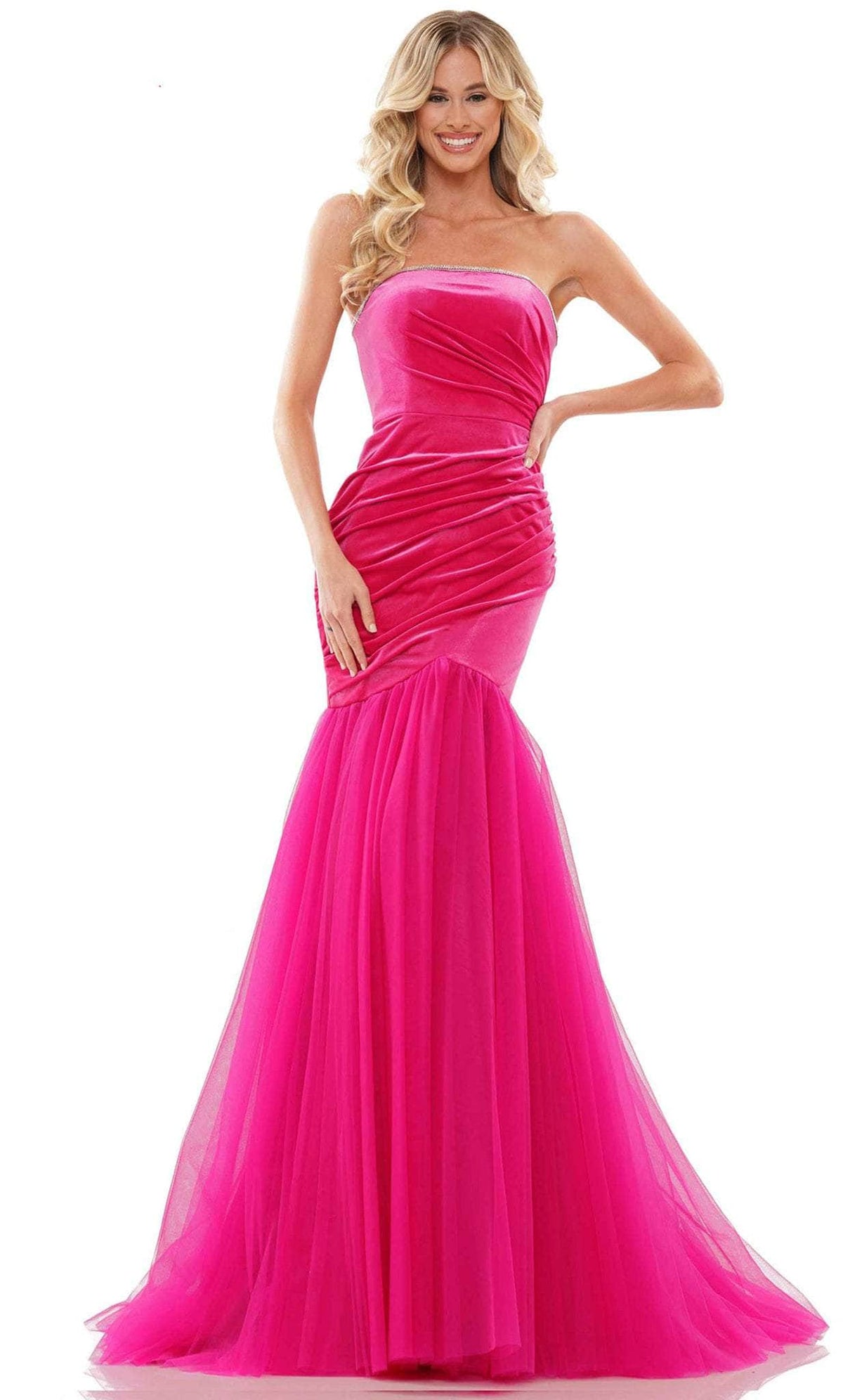 Colors Dress 2886 - Strapless Ruched Prom Gown