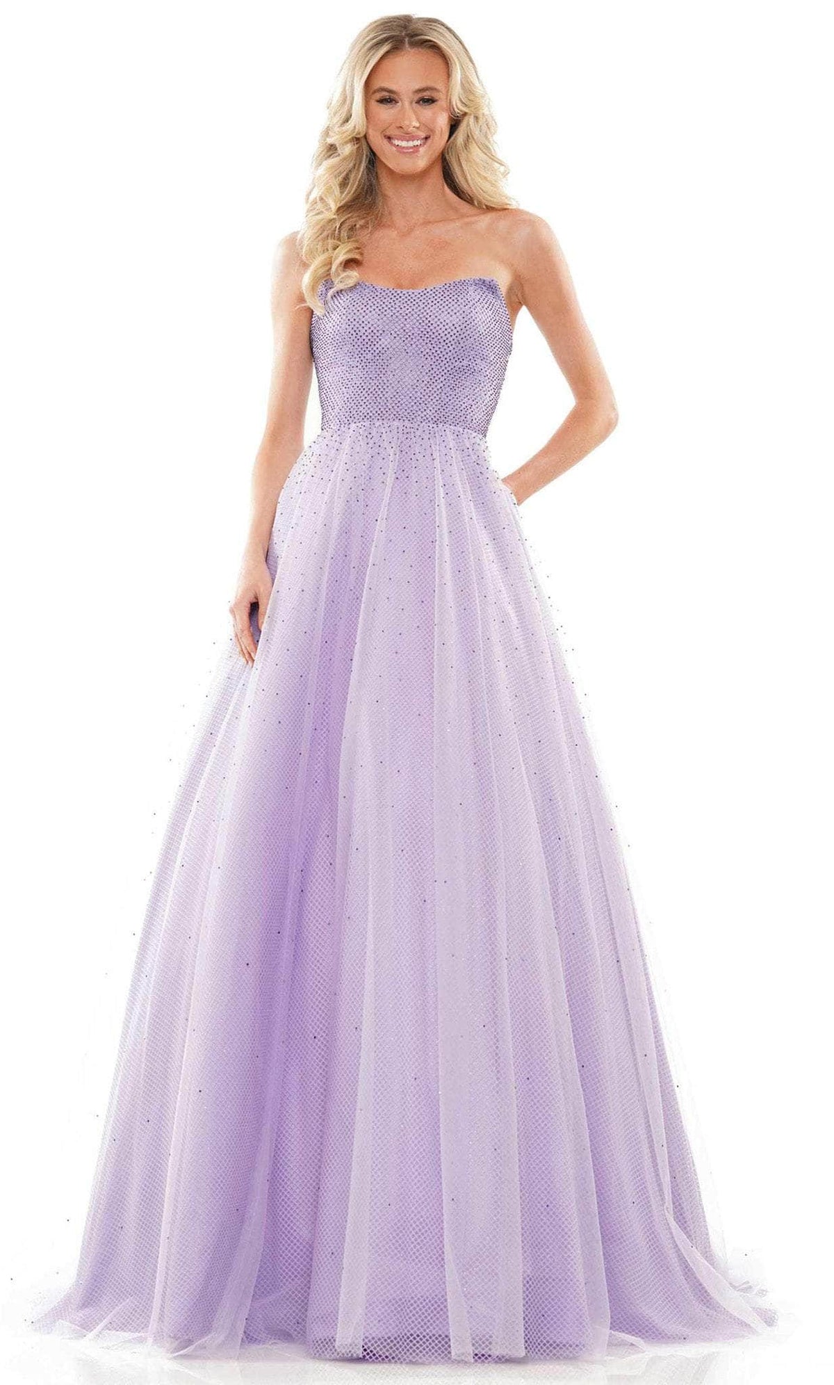 Colors Dress 2939 - Strapless Scooped Sparkling Gown - detail view