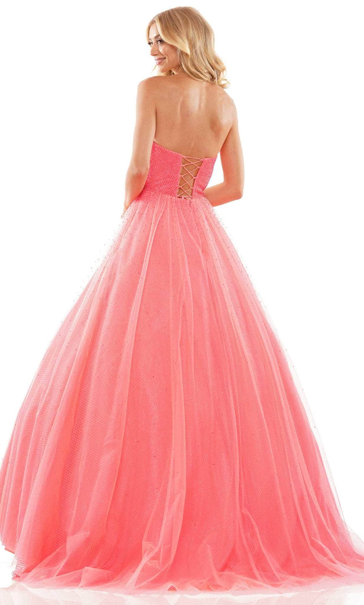 Colors Dress 2939 - Strapless Scooped Sparkling Gown - back view