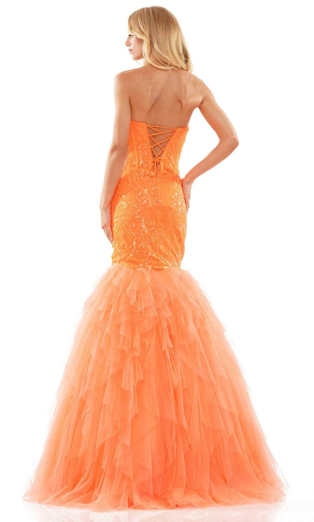 Colors Dress 2985 - Sequin Bustier Prom Gown