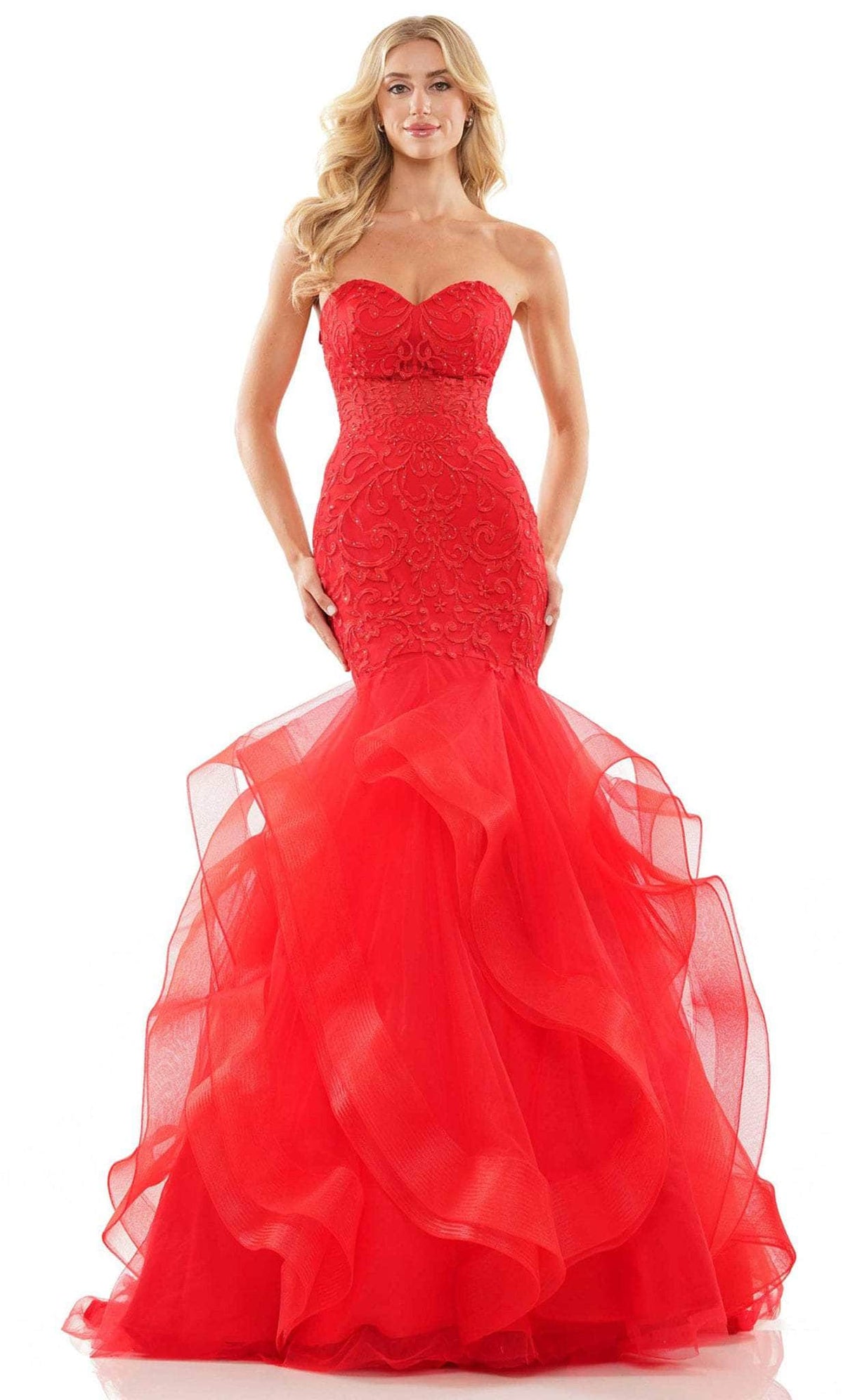 Colors Dress 2998 - Strapless Ruffled Skirt Prom Gown