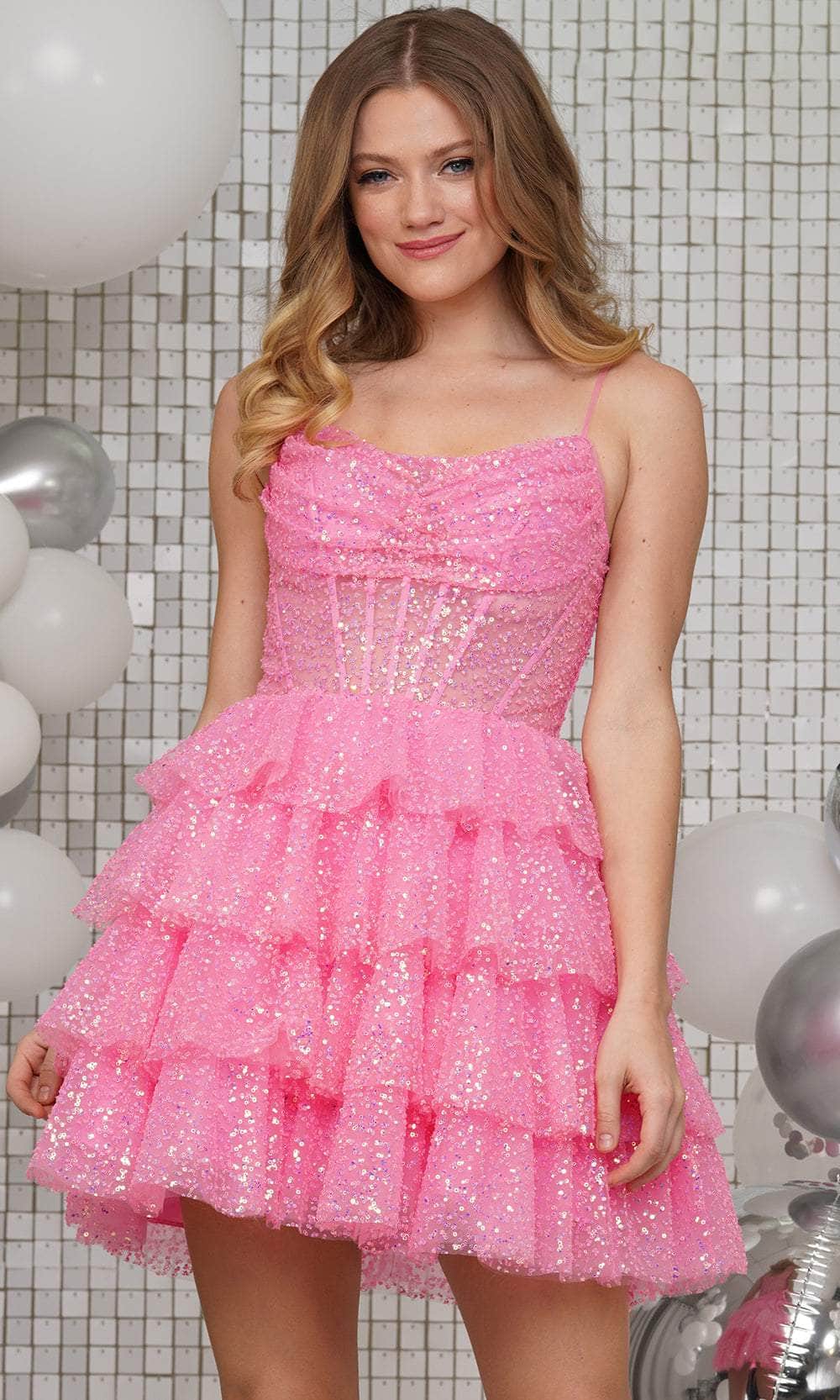 Colors Dress 3345 - Sequin Sleeveless Cocktail Dress - back view