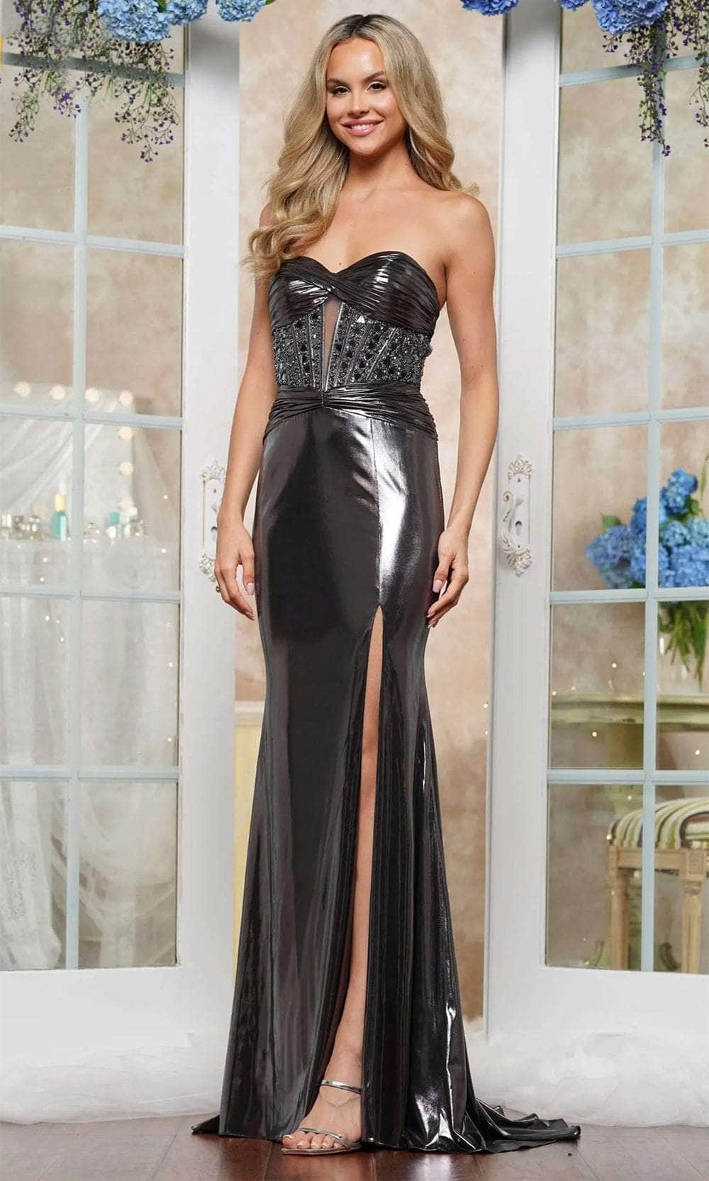 Colors Dress 3414 - Metallic Glass Prom Dress