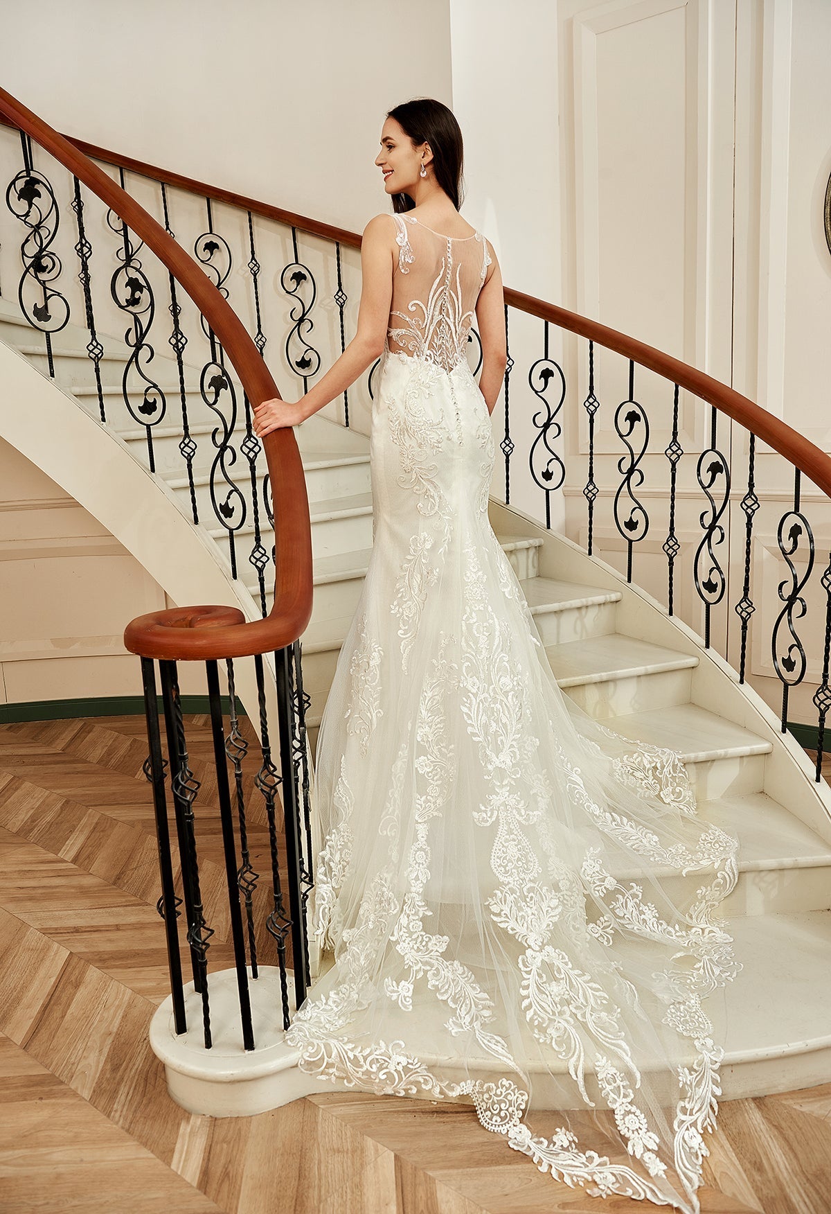 Farrah Couture HW2180 Lace Fit-and-Flare Wedding Dress - Silhouette Dresses