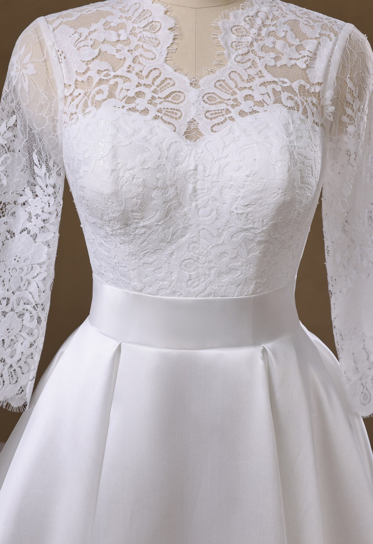 Farrah Couture HW3754 lace-sleeve a-line wedding dress - view 4