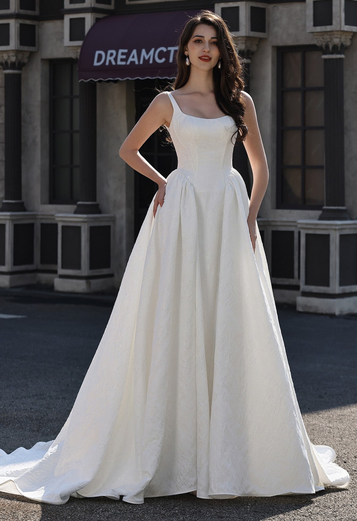 Farrah Couture HW3814 square-neck a-line wedding dress - view 1