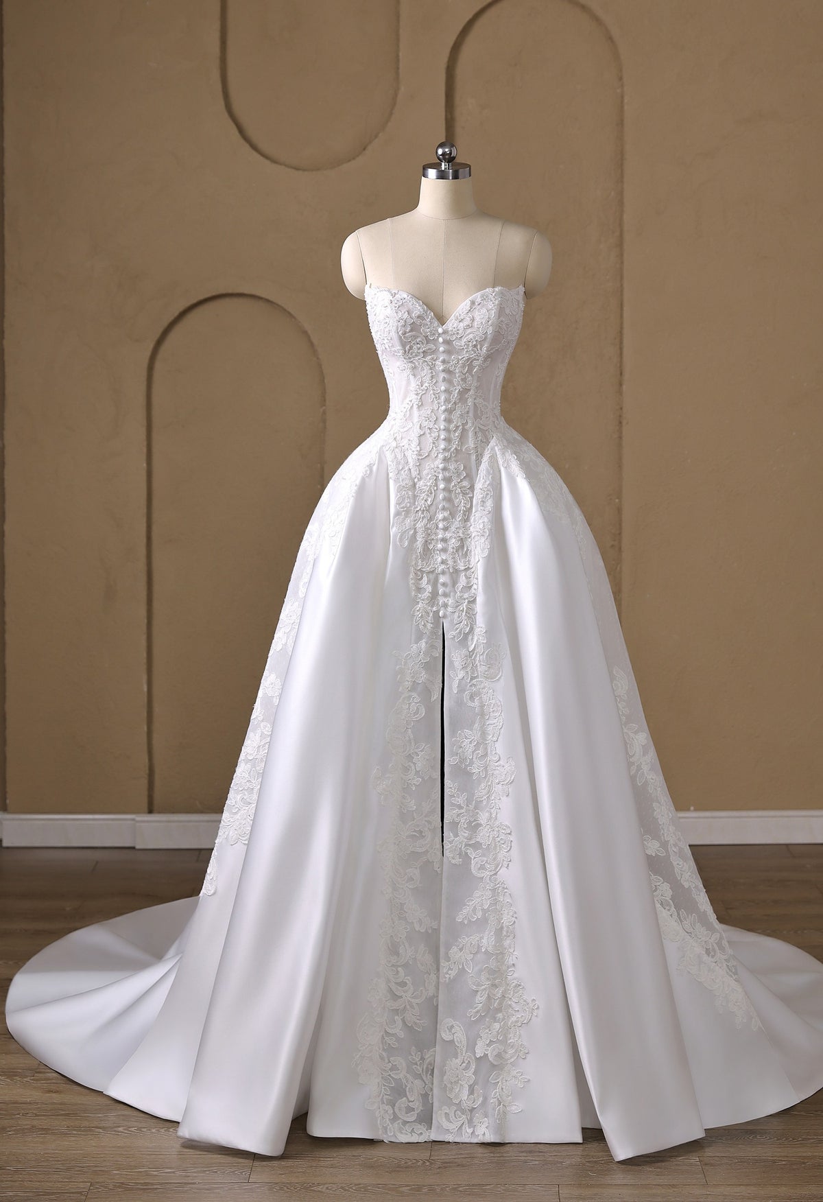 Farrah Couture HW3827 sweetheart slit wedding dress - view 4