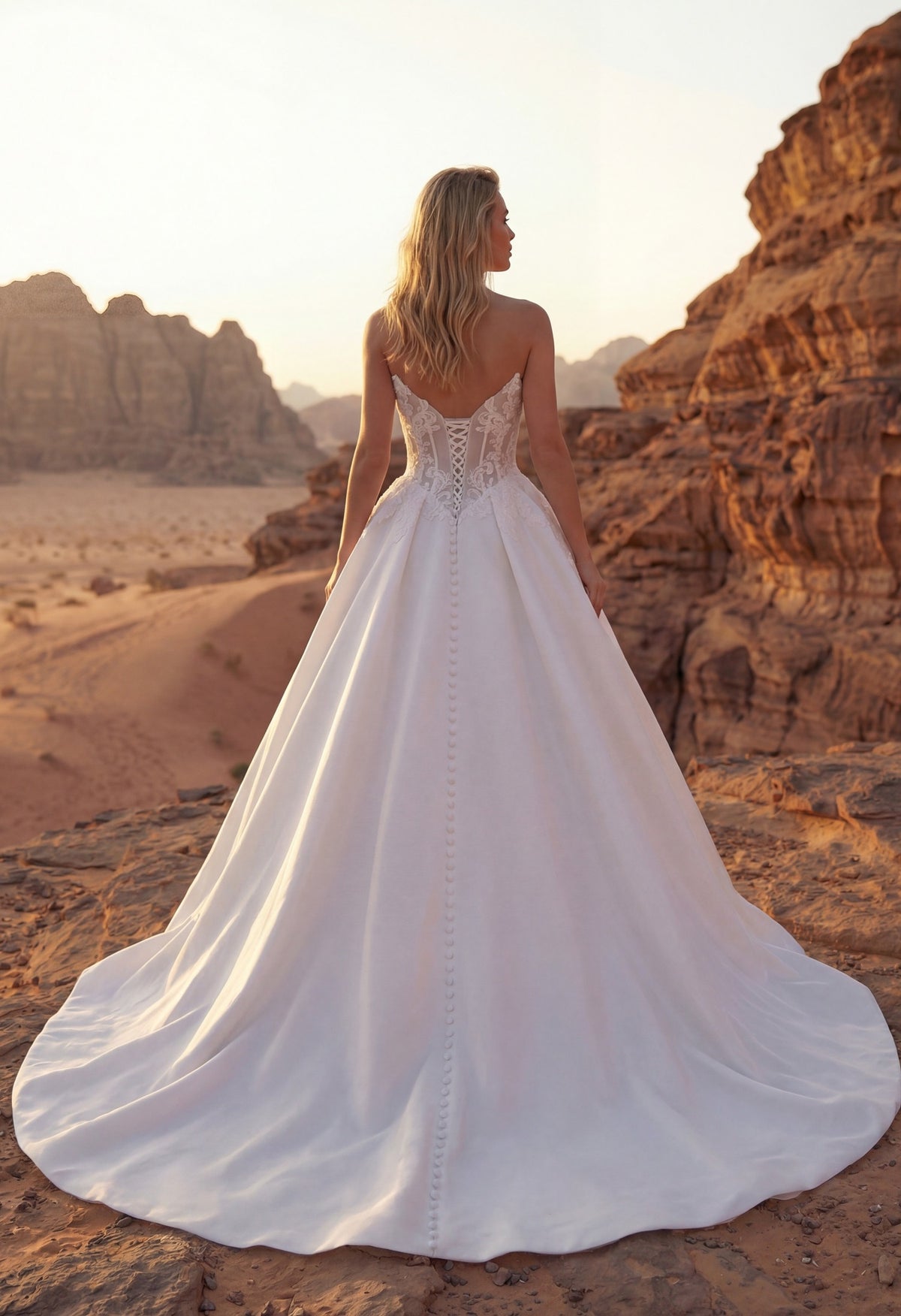 Farrah Couture HW3827 sweetheart slit wedding dress - view 6