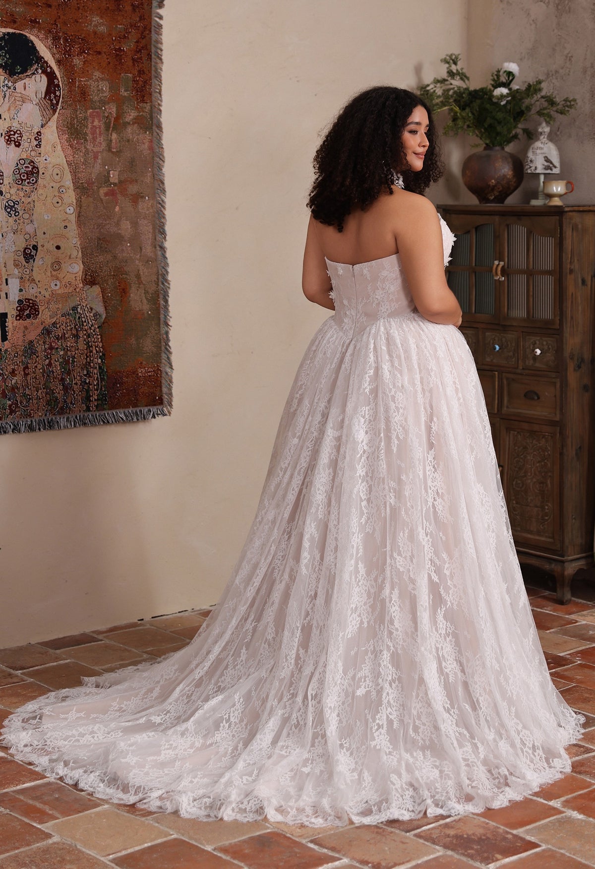 Farrah Couture HW4062 strapless floral a-line wedding dress - view 4