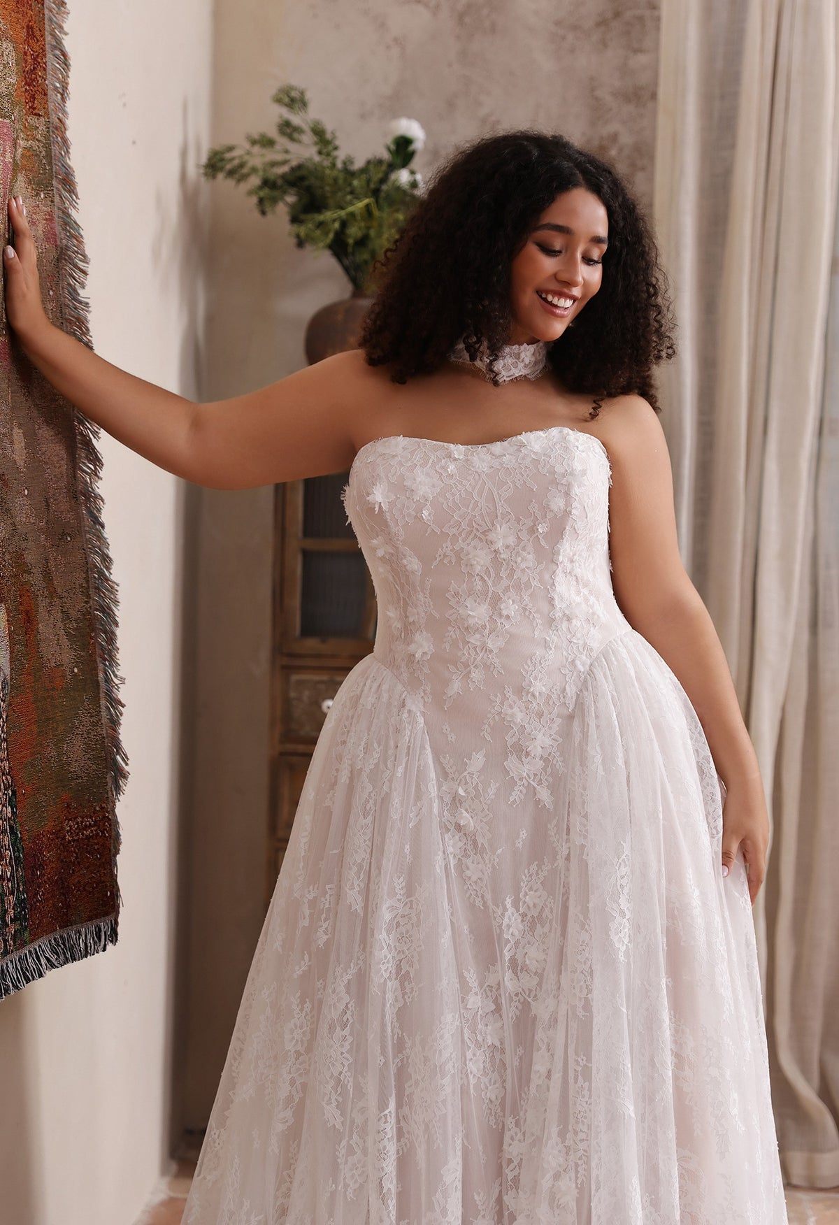Farrah Couture HW4062 strapless floral a-line wedding dress - view 5
