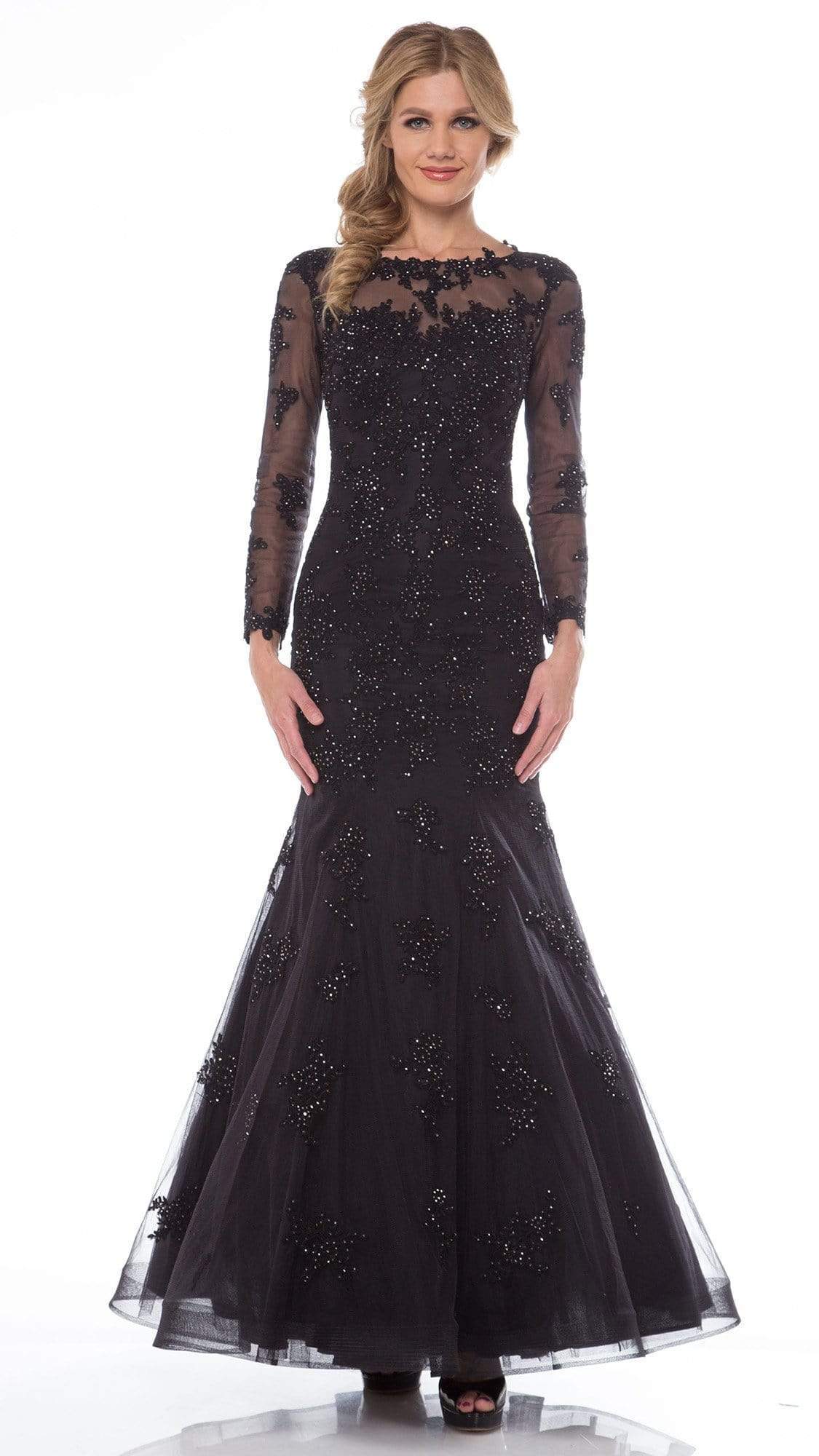 Glow by Colors - G665 Bedazzled Illusion Bateau Mermaid Dress