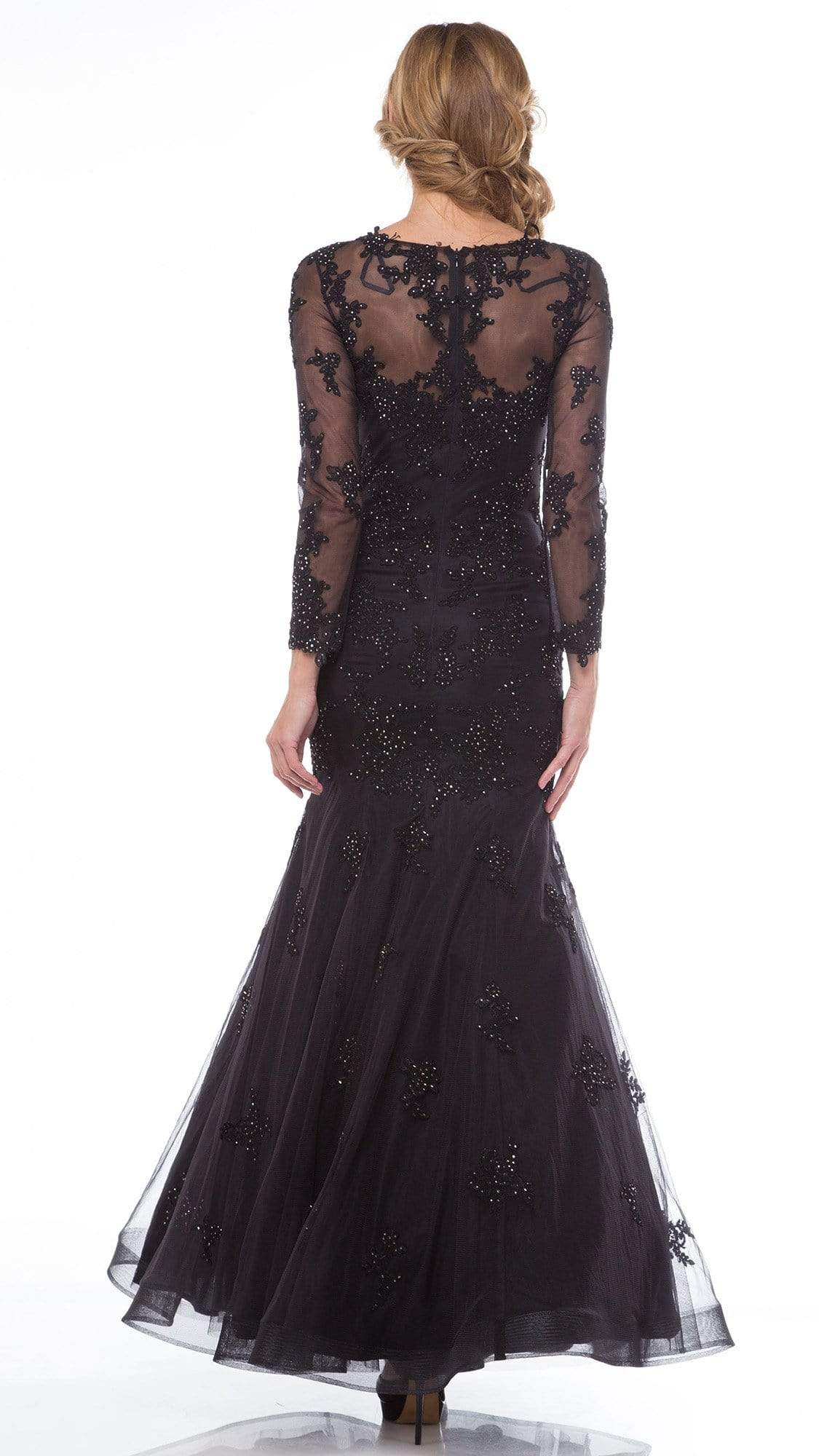 Glow by Colors - G665 Bedazzled Illusion Bateau Mermaid Dress
