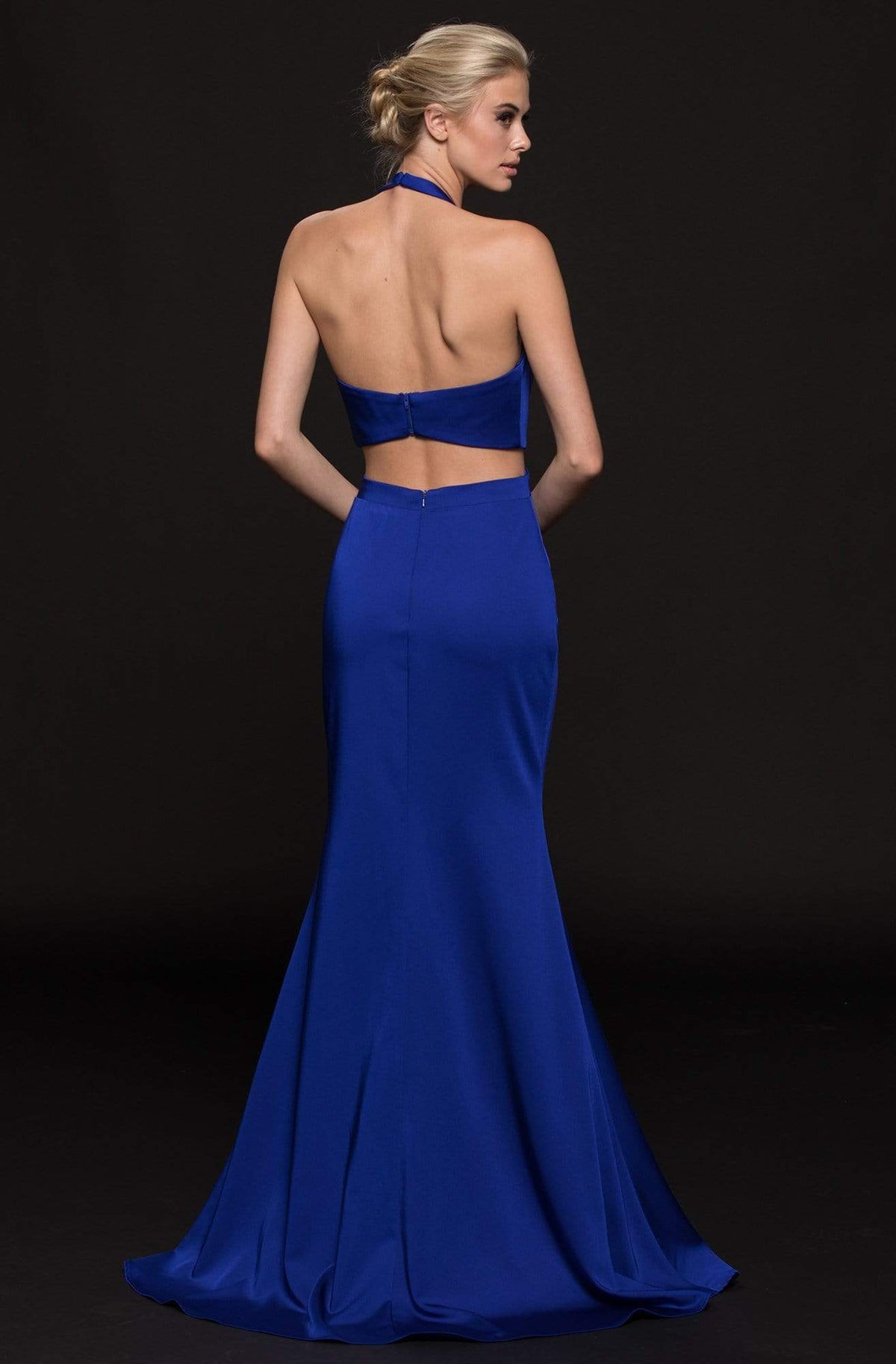 Glow by Colors - G774 Halter Cutout Bodice Faille Gown