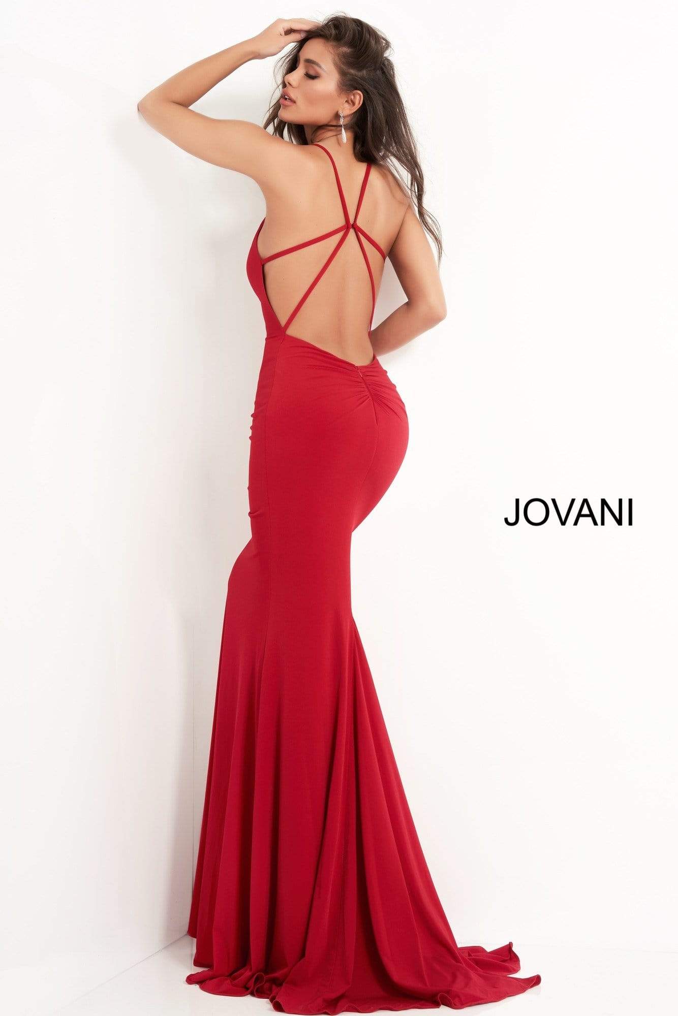 Jovani - 00512 Fitted Strappy Back Prom Dress with Train - view 7