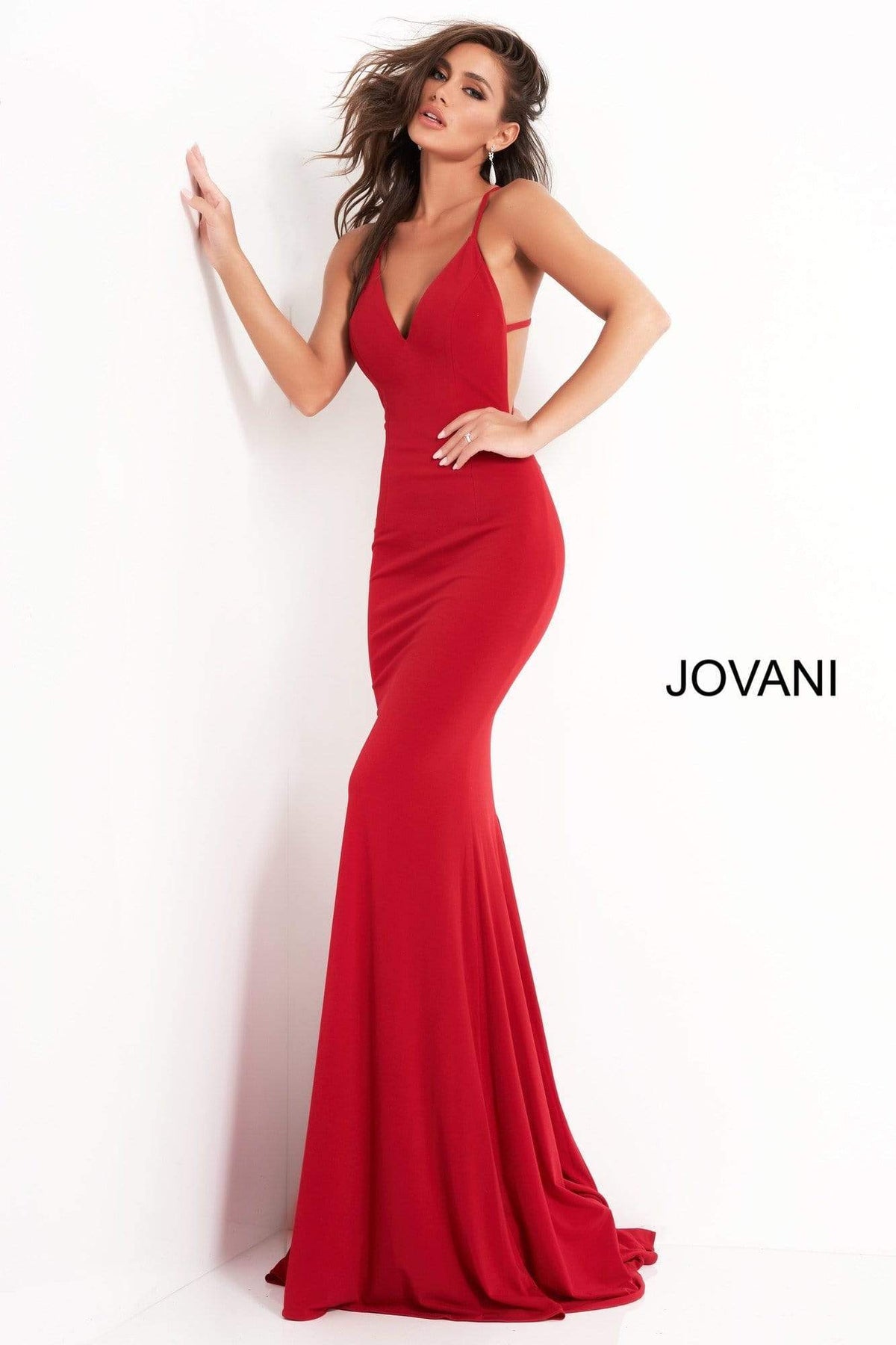 Jovani - 00512 Fitted Strappy Back Prom Dress with Train - view 4
