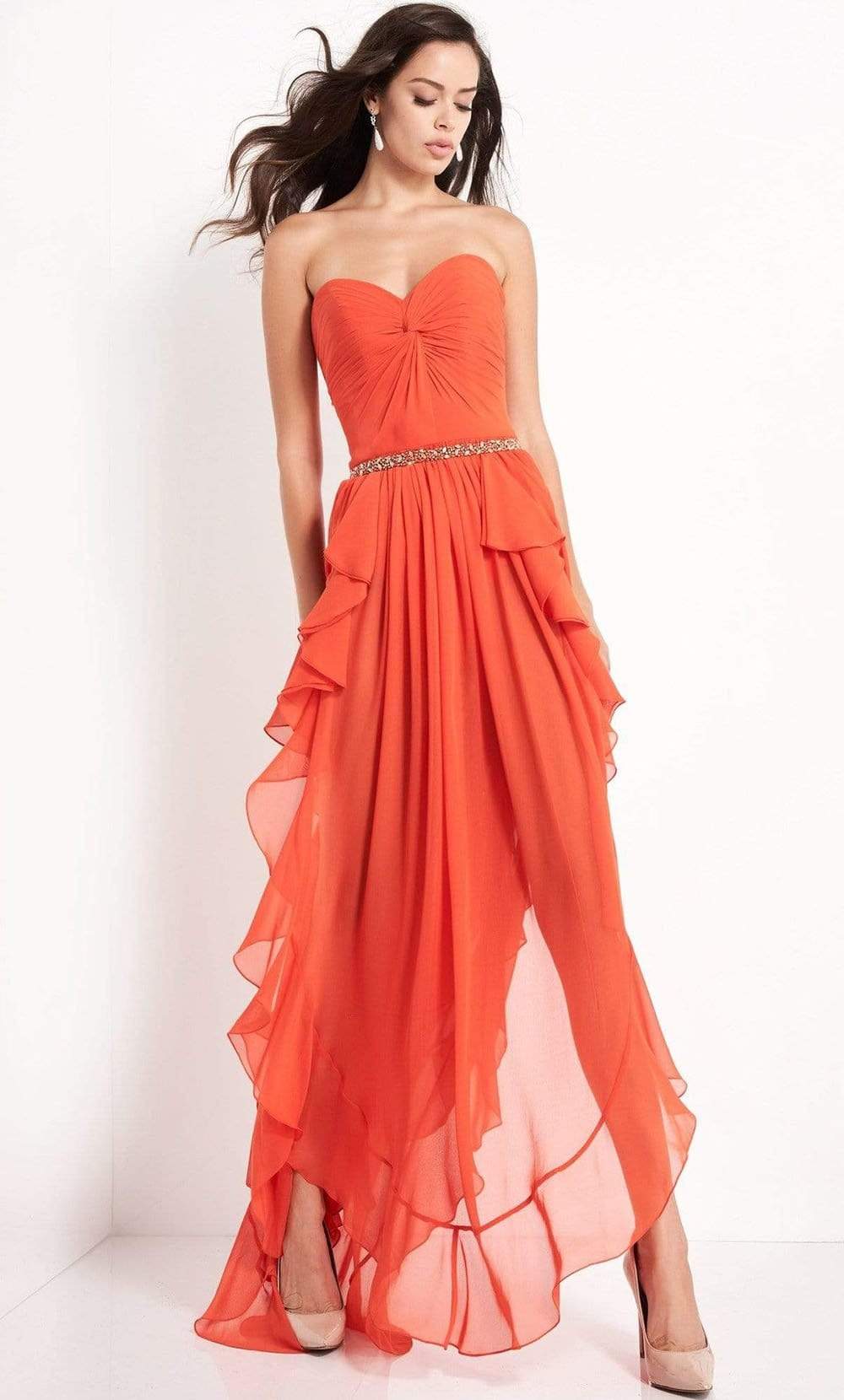 Jovani - 04874 Strapless Ruffle Hem High-Low Chiffon Dress - designer evening gown at Silhouette Dresses