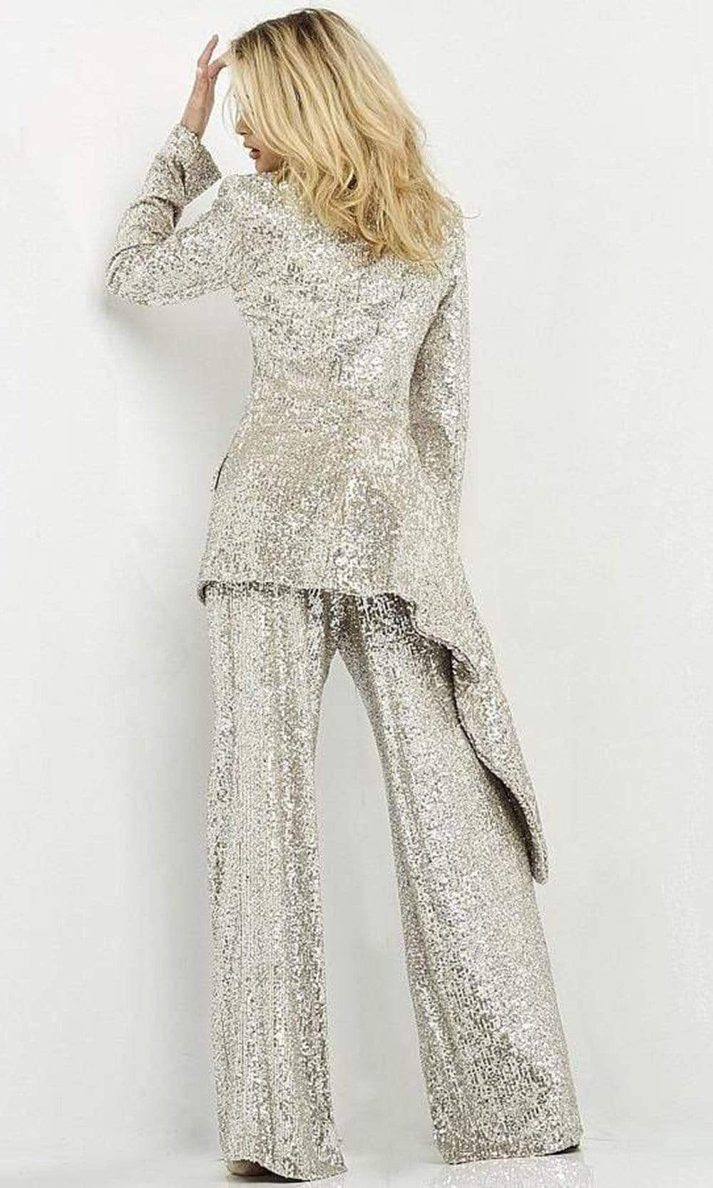 Jovani - 04904 Shiny Loose Contemporary Blazer - detail view