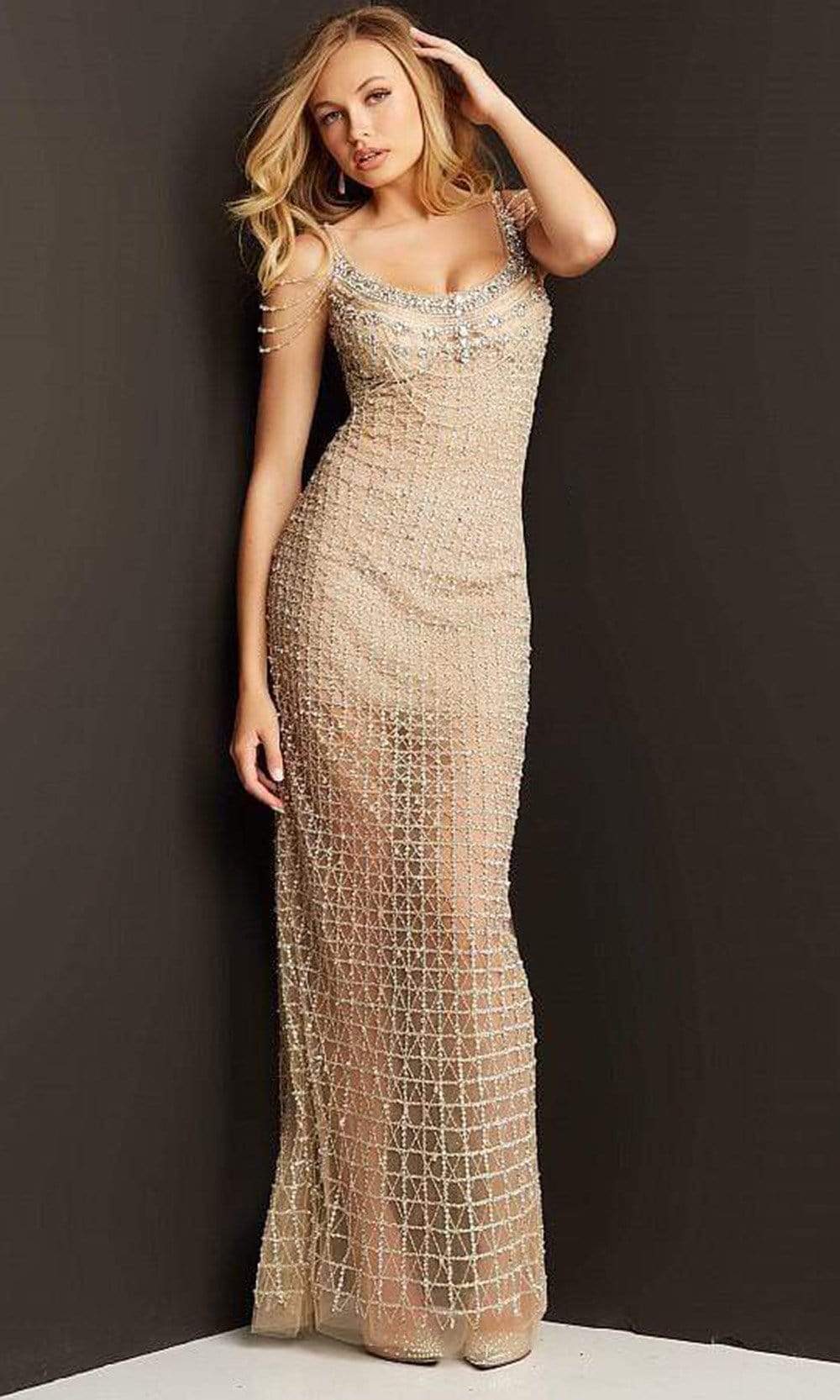Jovani - 05997 Scoop Lattice Jeweled Shiny Gown - designer prom dress at Silhouette Dresses