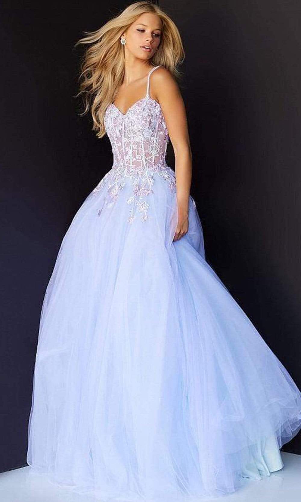 Jovani - 06207 Tulle Voluminous Crisscross Gown - back view
