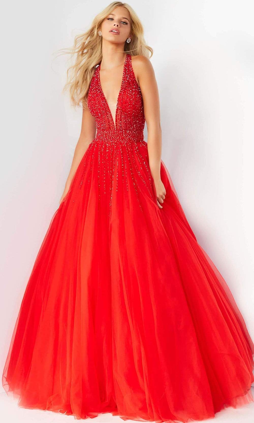 Jovani - 06598 Beaded Sleeveless Halter Ballgown - designer prom dress at Silhouette Dresses