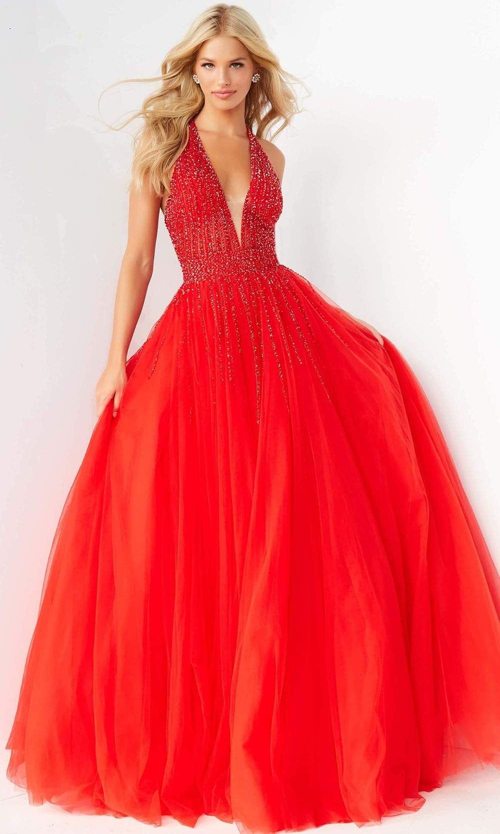 Jovani - 06598 Beaded Sleeveless Halter Ballgown - view 6