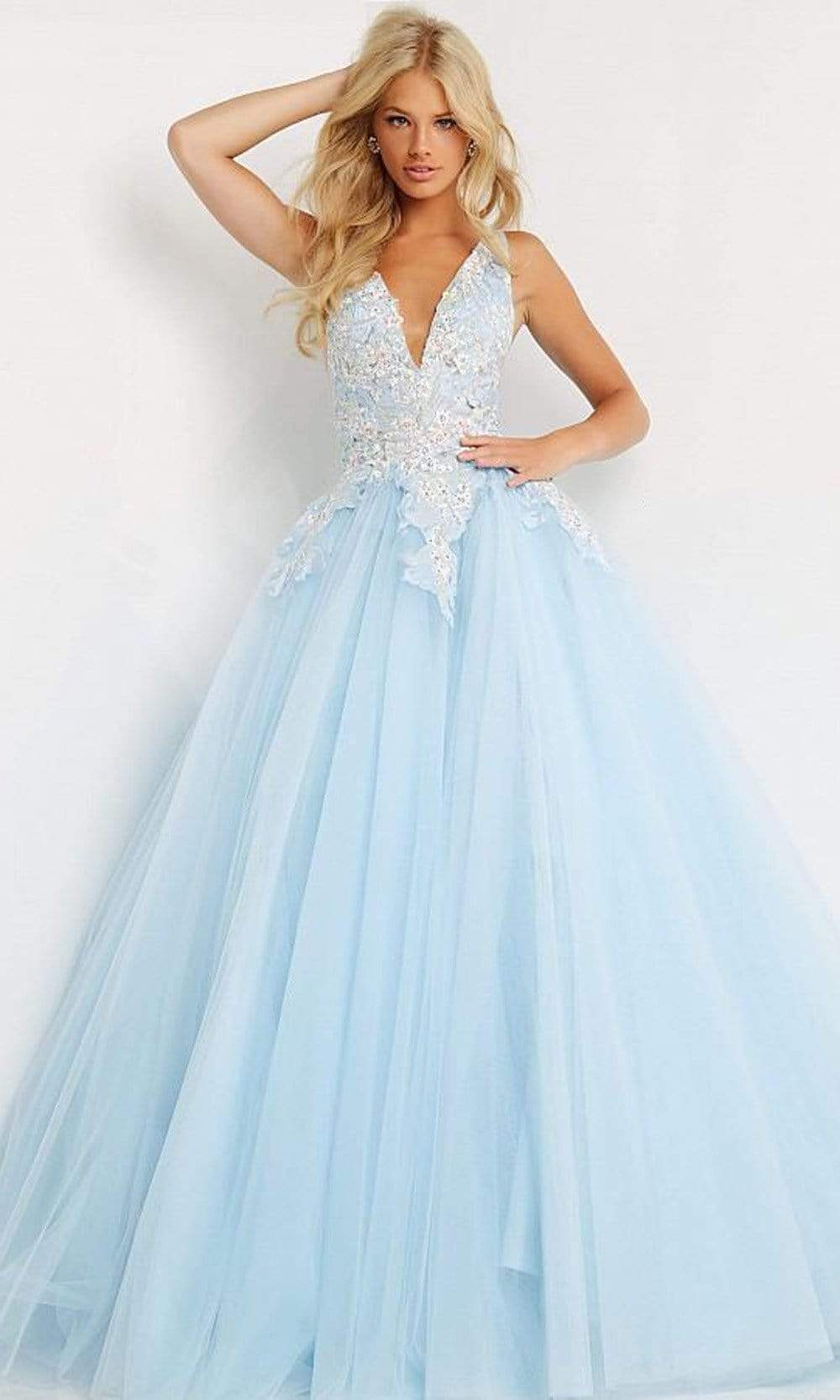 Jovani - 06808 Tulle V Neck and Back Ballgown - designer ball gown at Silhouette Dresses