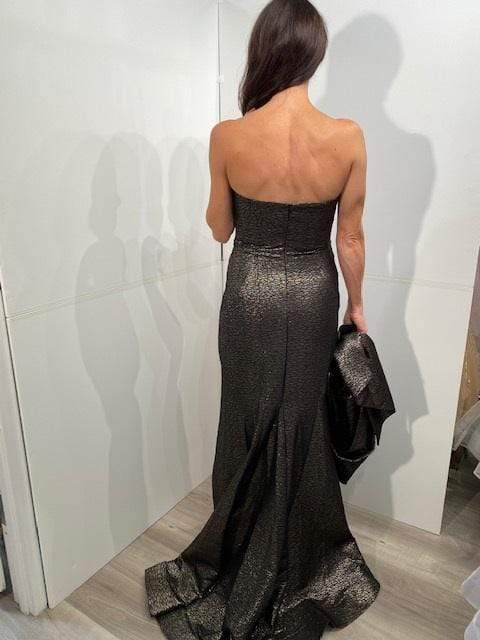 Jovani - 06867 Metallic Jacquard Asymmetric Neck Evening Gown - view 4