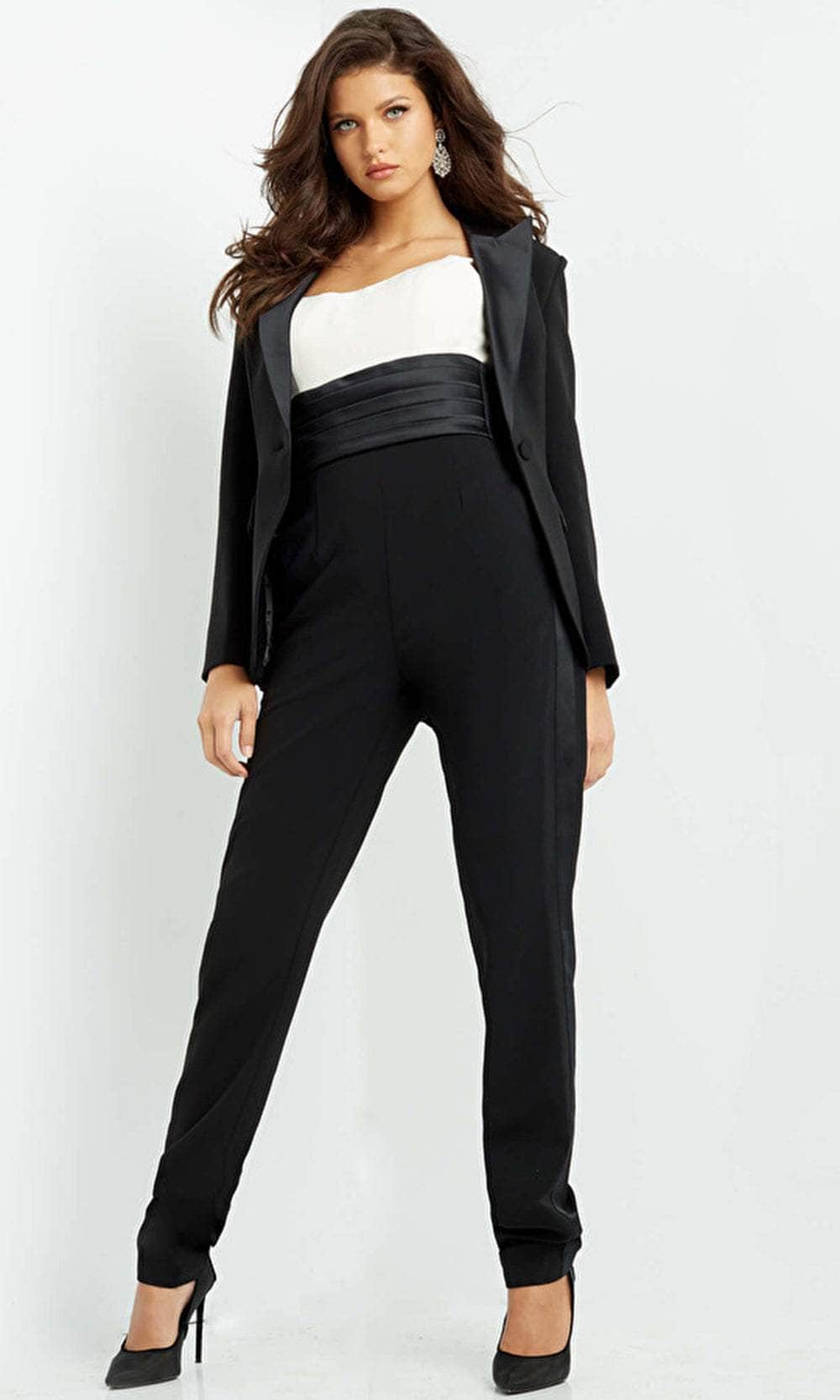 Jovani 07293 - Tuxedo Two-Piece Pantsuit - back view