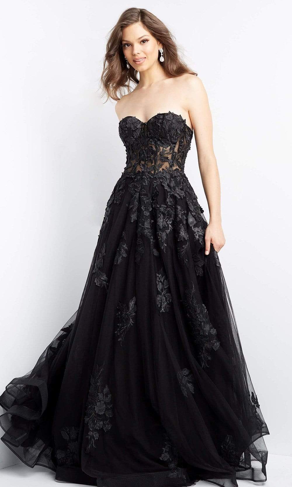 Jovani - 07901 Strapless Lace Ornate A-Line Gown - designer prom dress at Silhouette Dresses