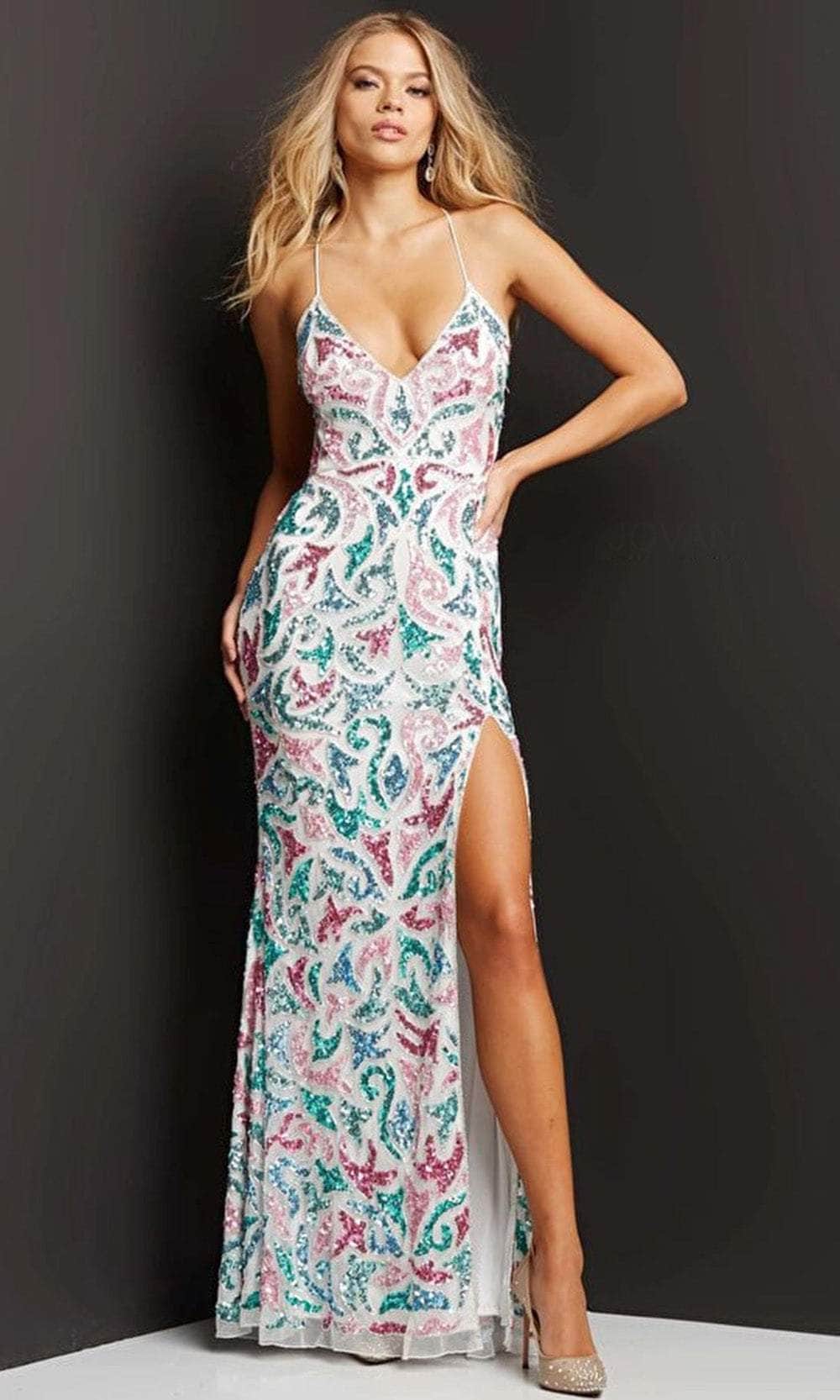 Jovani 08557 - Sleeveless Plunging V-neck Long Dress - designer prom dress at Silhouette Dresses
