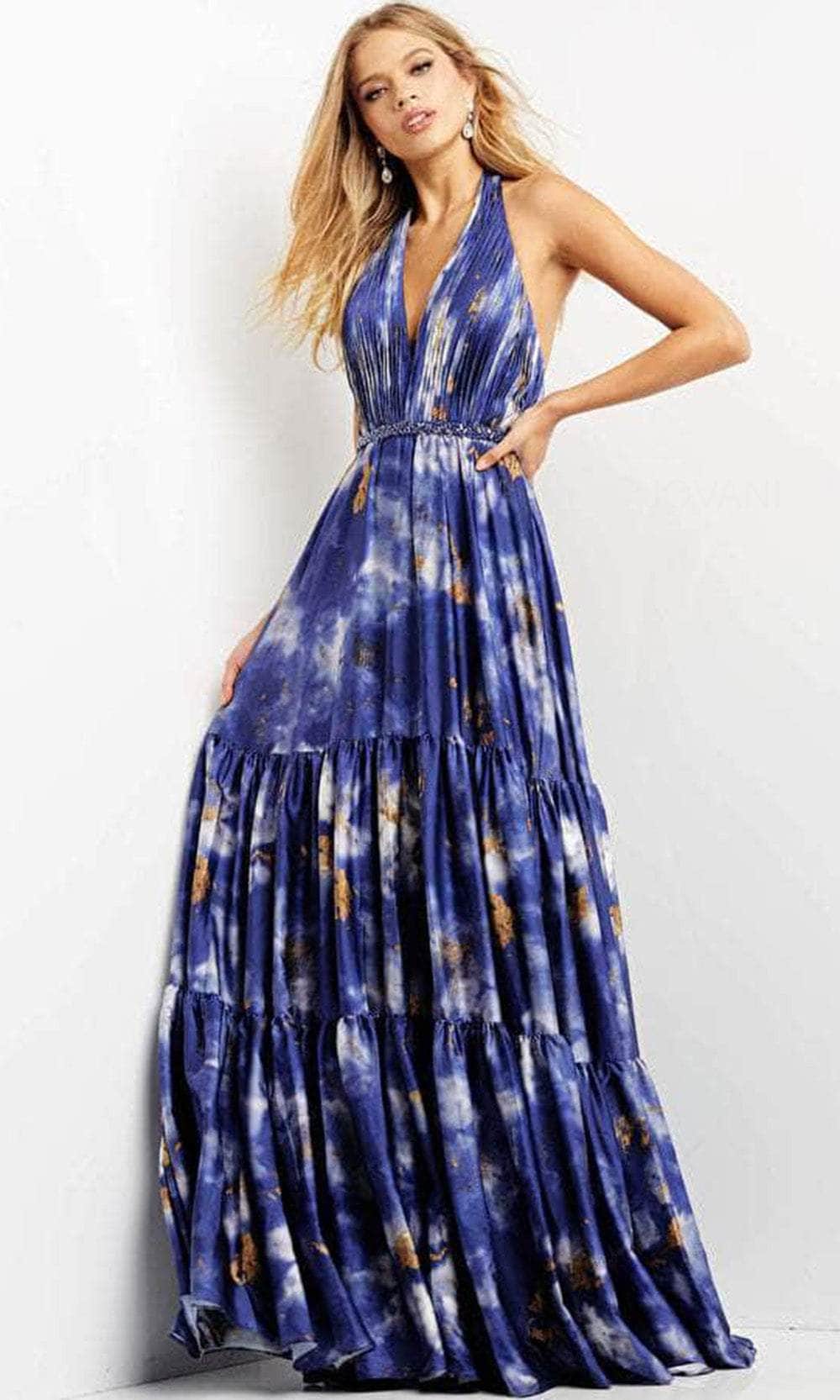 Jovani 08577 - Sleeveless Plunging Halter Neck Long Dress - designer evening gown at Silhouette Dresses