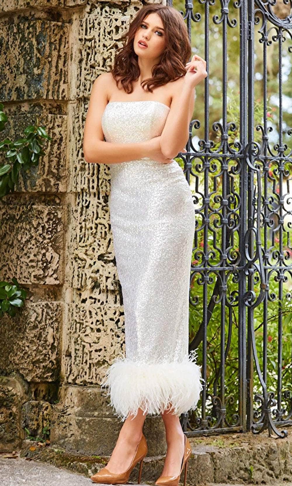 Jovani 09631 - Feathered Hem Formal Dress - designer formal gown at Silhouette Dresses